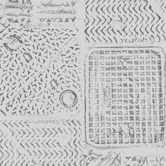 Thames- Printed London Manhole Wallpaper- Newsprint