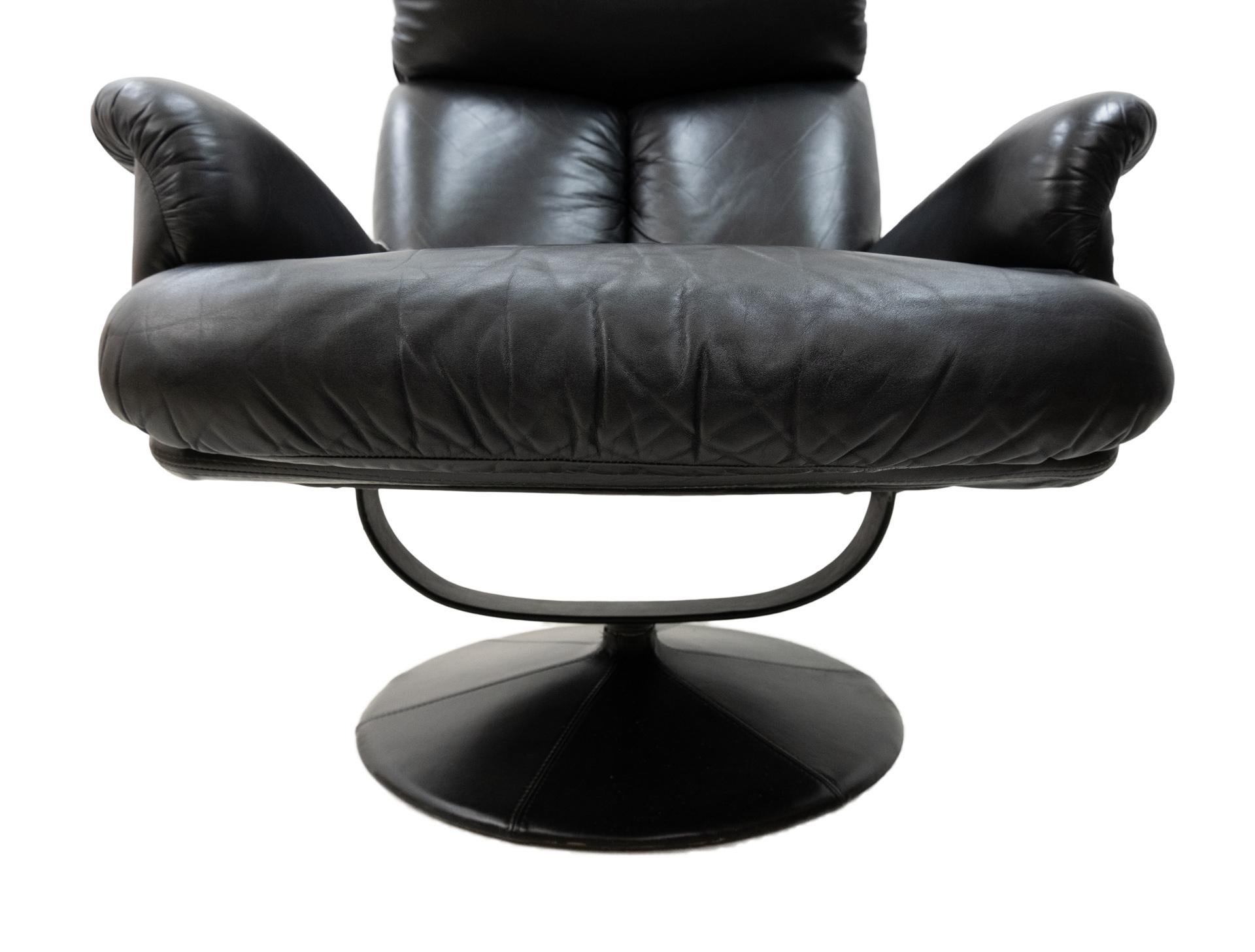 black leather chair ottoman