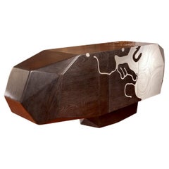 Buffet "Thanarée" en bois brûlé et acier par Erwan Boulloud