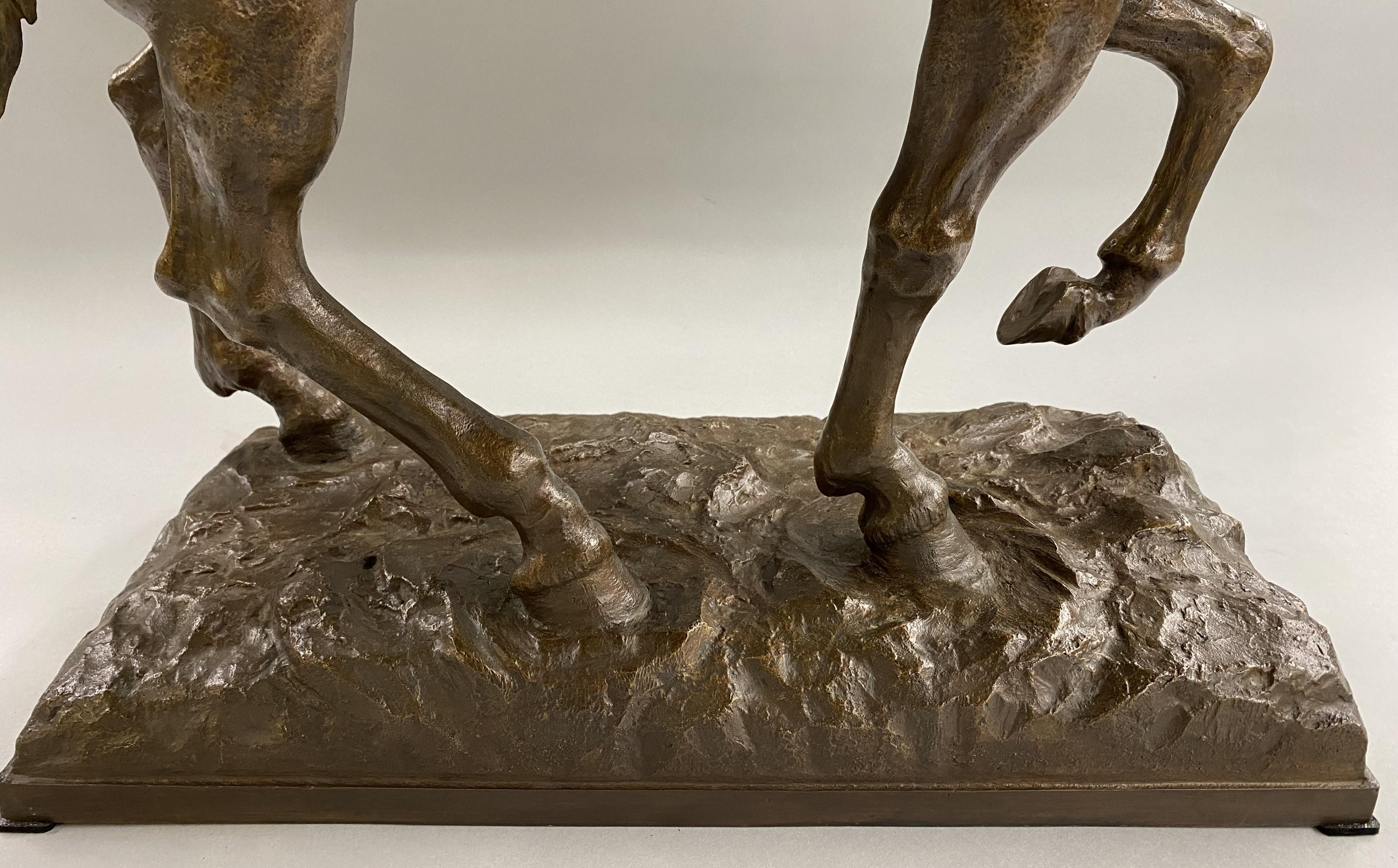 A fine limited edition cast bronze of  a horse by Albanian Sculptor Thanas Papa (20th c). Papa was from the village of Paftal in Berat, Albania, graduated from Jordan Misja High School in Tirana, and won a state scholarship that allowed him to study
