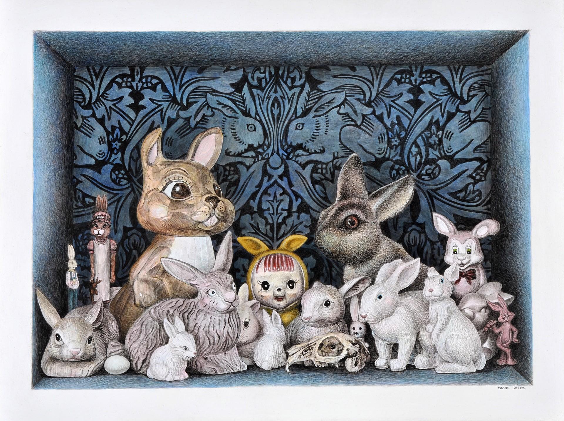 Thane Gorek Still-Life Painting - A Proliferation of Rabbits