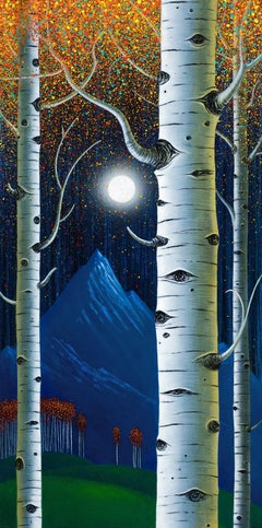 Aspen Trees in Moonlight
