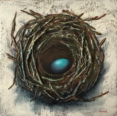 "Bird's Nest, 1 Egg" by Thane Gorek, Original, Mixed Media Painting
