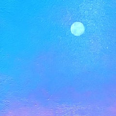 "Pink Morning" by Thane Gorek, Original Oil Painting, Landscape with Moon