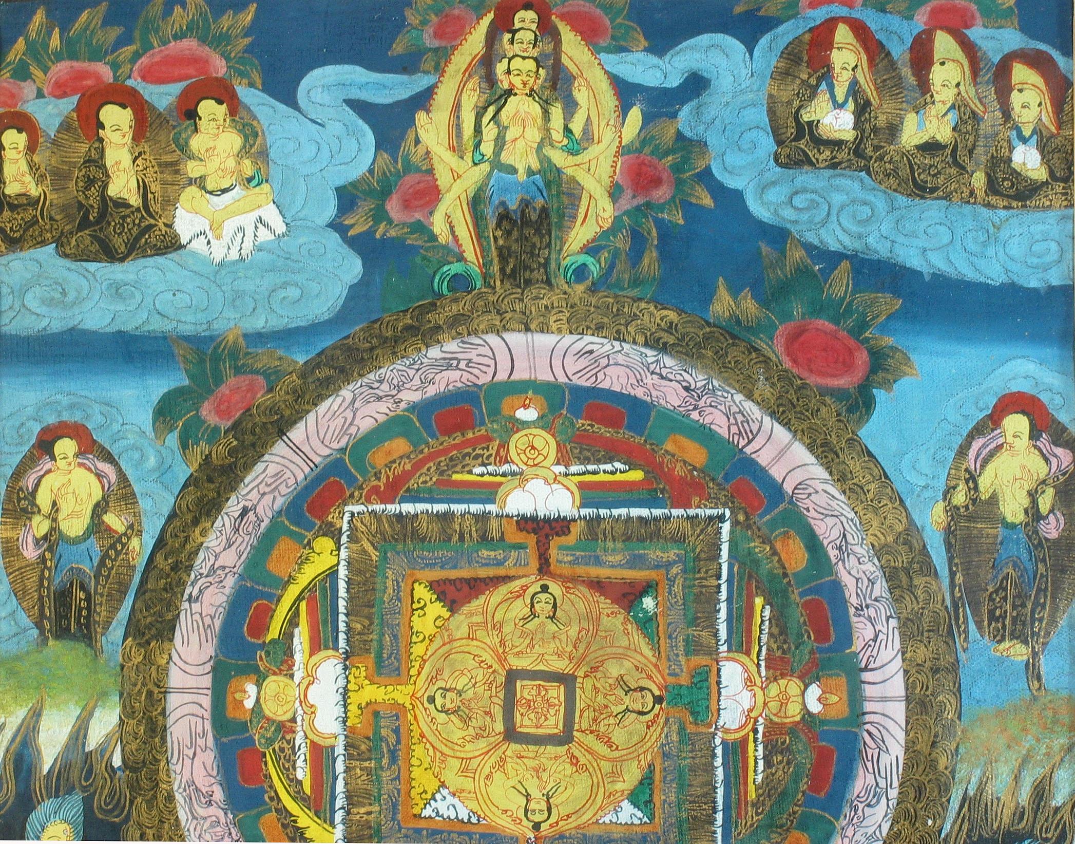 Thangka mit der Darstellung des Mandala von Avalokiteshvara, Tibet, spätes 20. Jahrhundert (Chinesisch) im Angebot