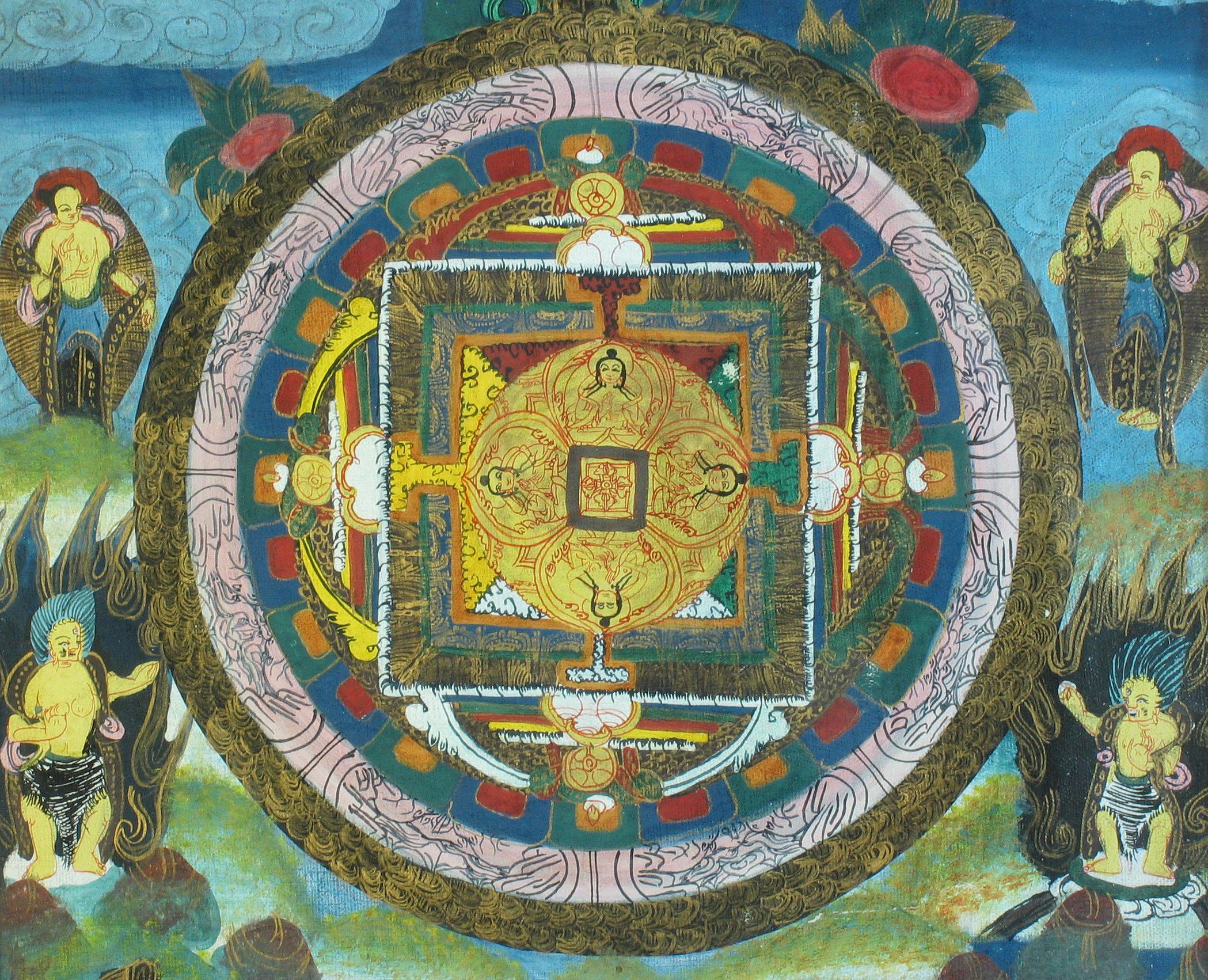 Thangka mit der Darstellung des Mandala von Avalokiteshvara, Tibet, spätes 20. Jahrhundert (Sonstiges) im Angebot