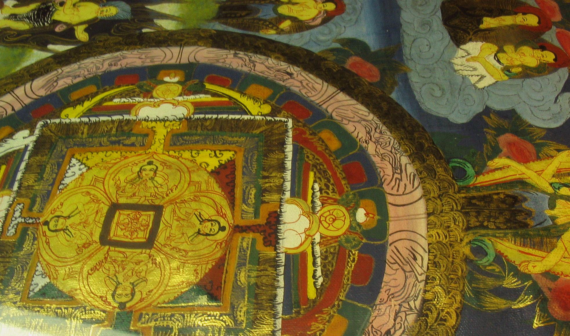 Thangka mit der Darstellung des Mandala von Avalokiteshvara, Tibet, spätes 20. Jahrhundert (Textil) im Angebot