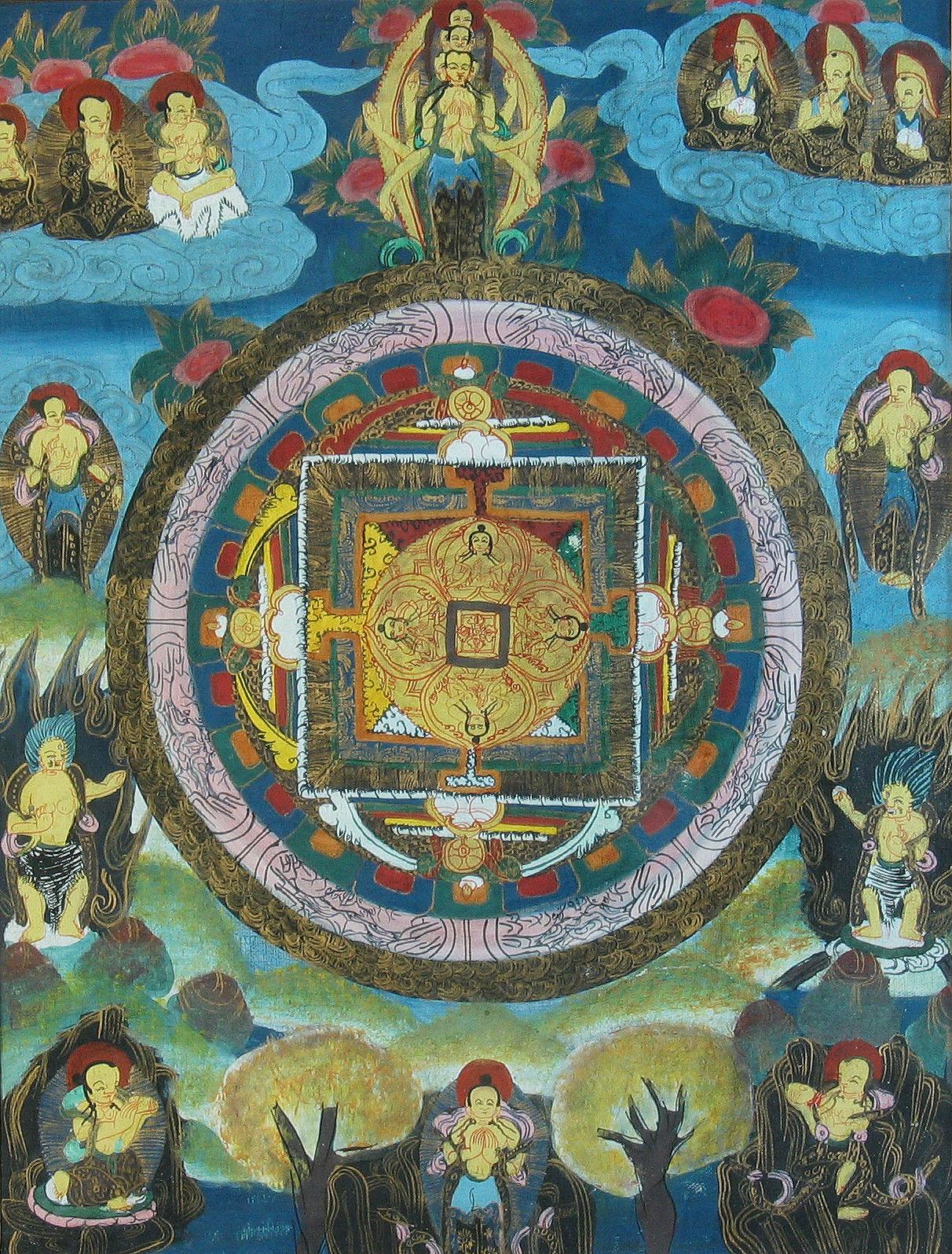 Thangka mit der Darstellung des Mandala von Avalokiteshvara, Tibet, spätes 20. Jahrhundert im Angebot 1