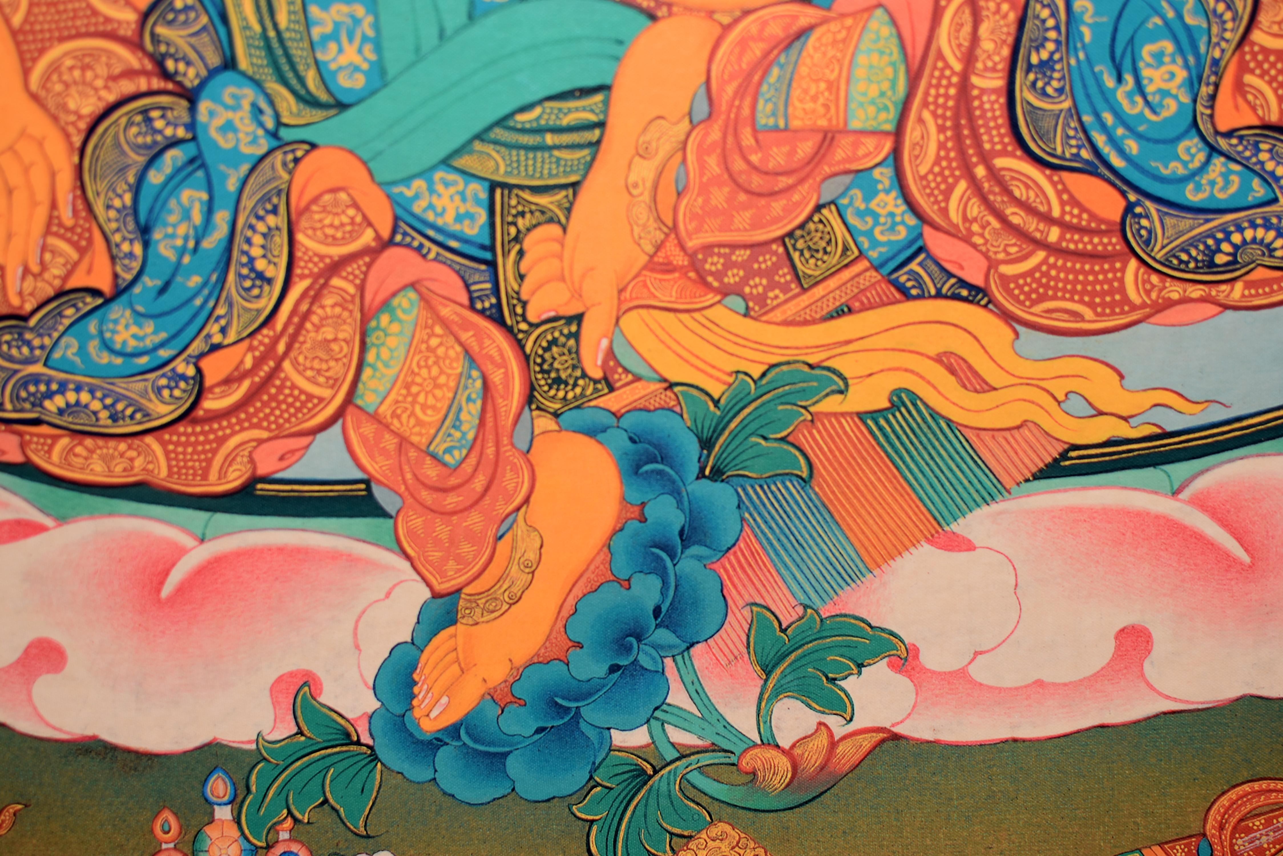 Thangka Arte Tibetano Tara Verde en venta 6