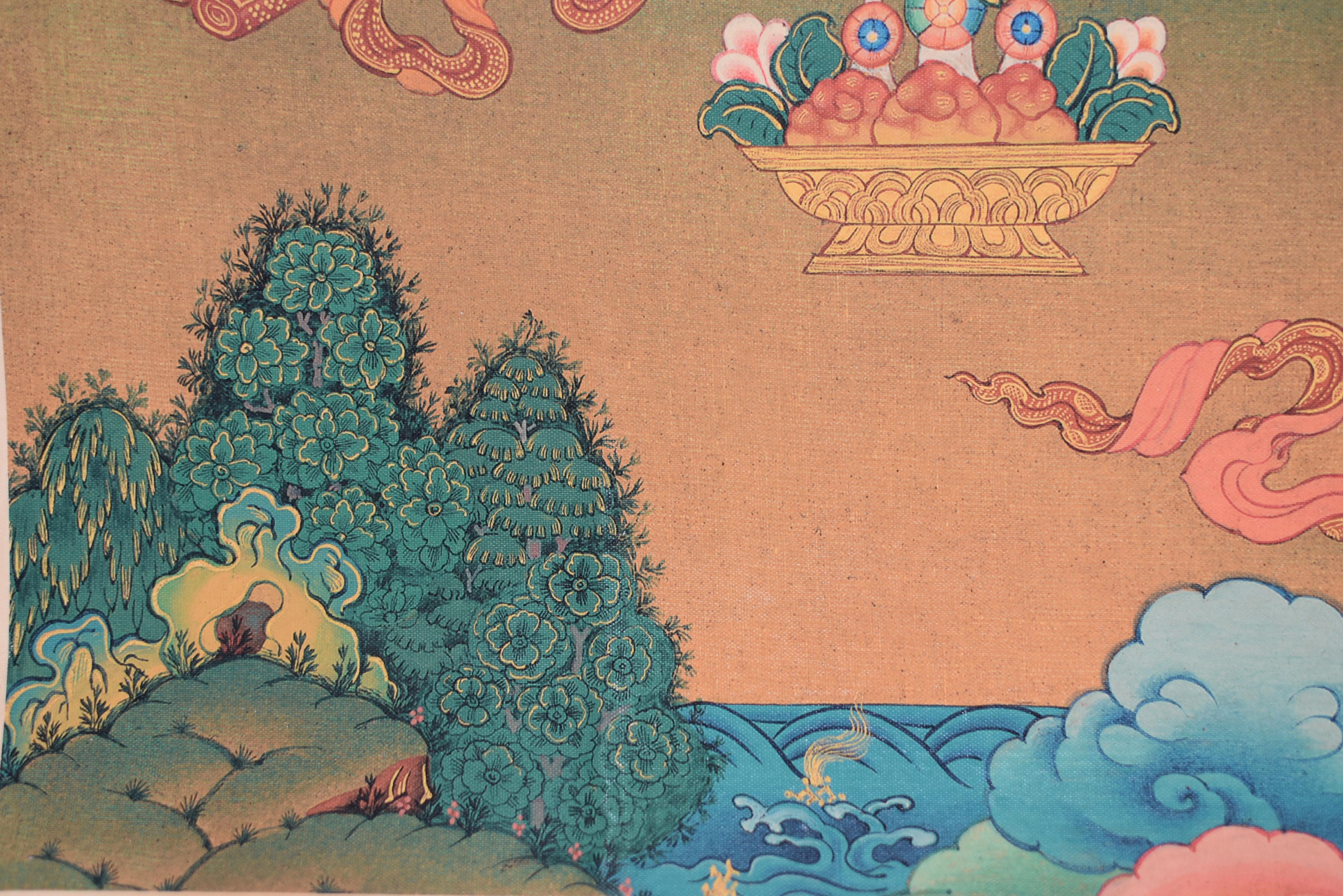 Thangka Arte Tibetano Tara Verde en venta 9