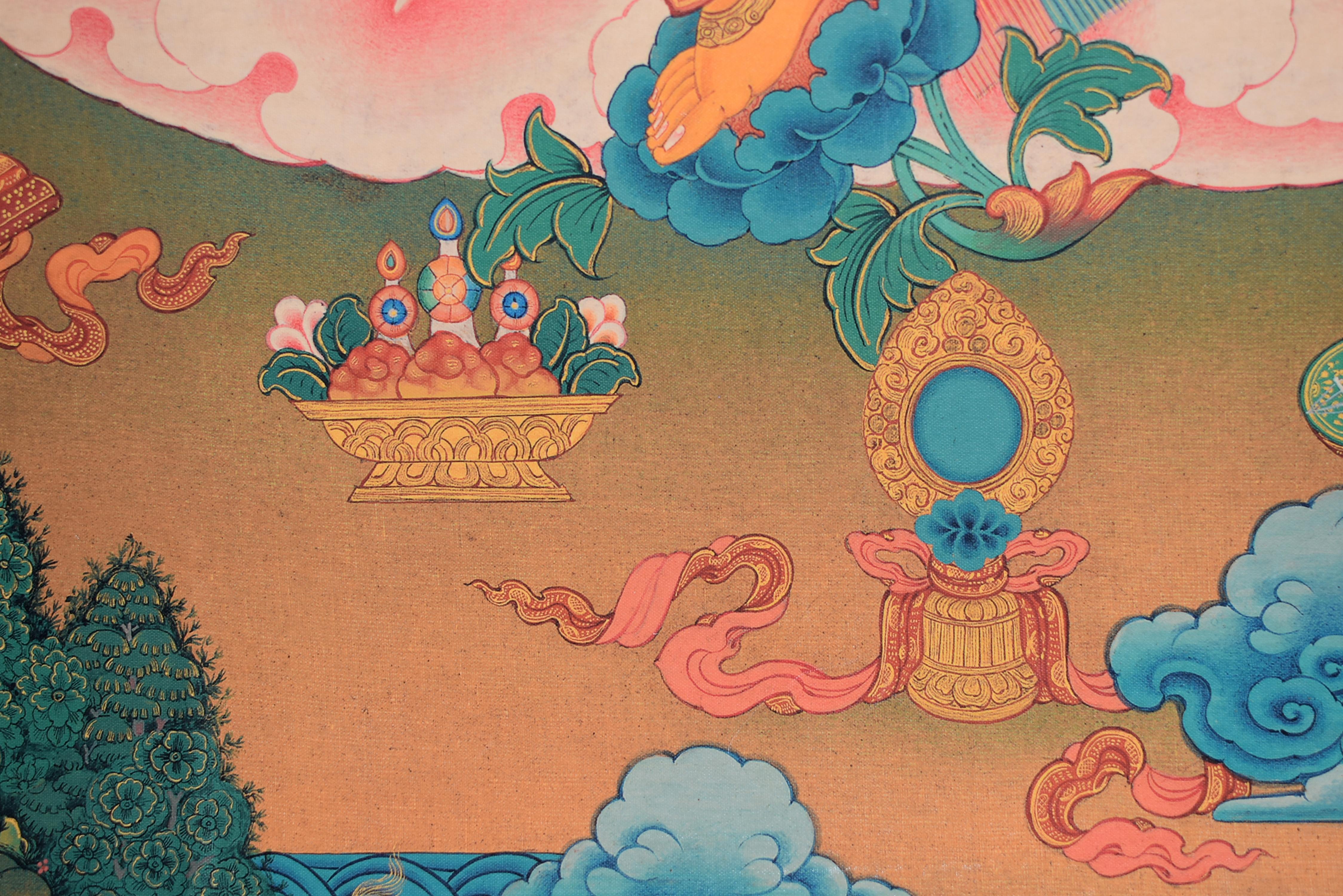 Thangka Arte Tibetano Tara Verde en venta 10