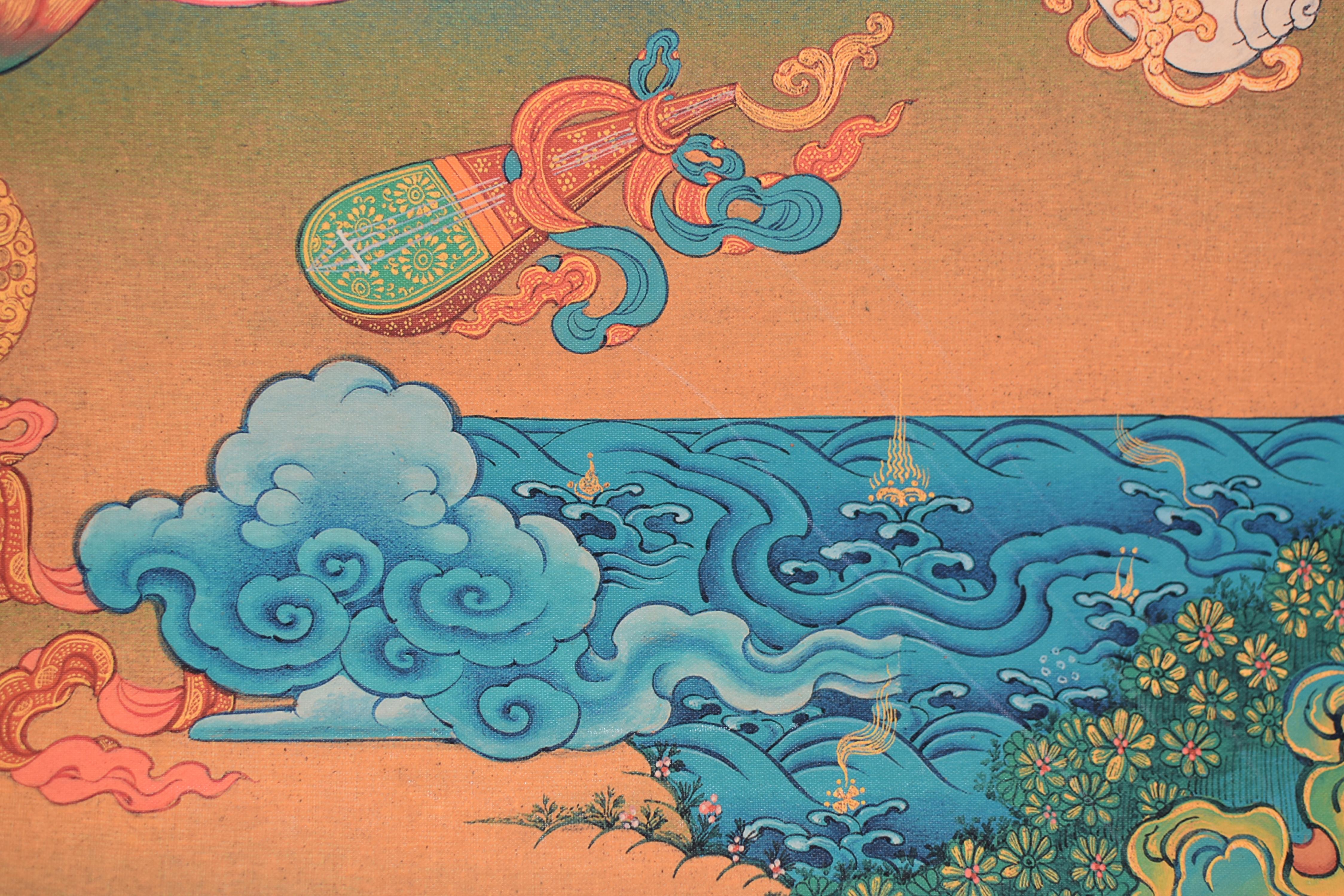 Thangka Arte Tibetano Tara Verde en venta 11