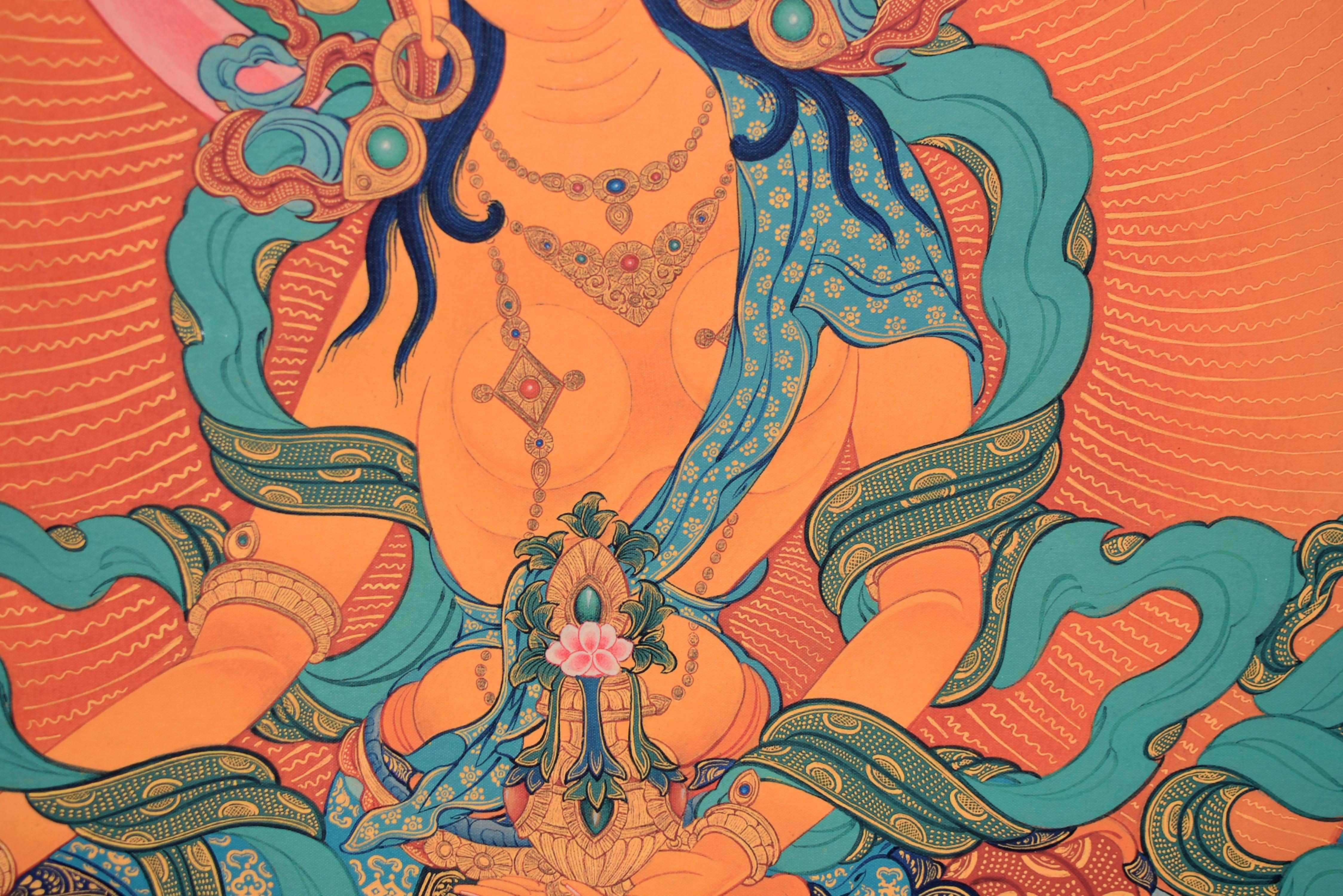 Thangka Arte Tibetano Tara Verde Siglo XXI y contemporáneo en venta