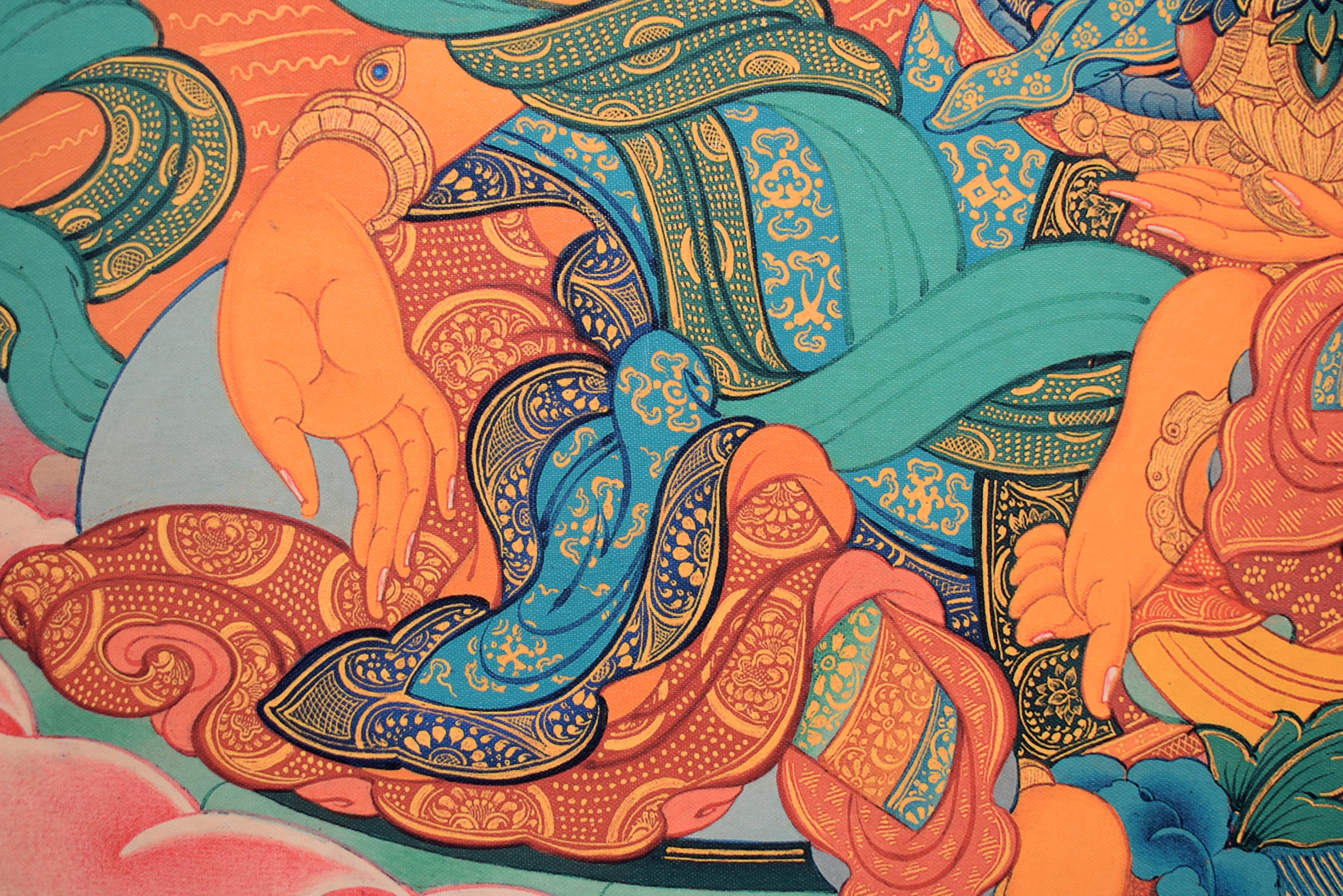 Thangka Arte Tibetano Tara Verde Lienzo en venta