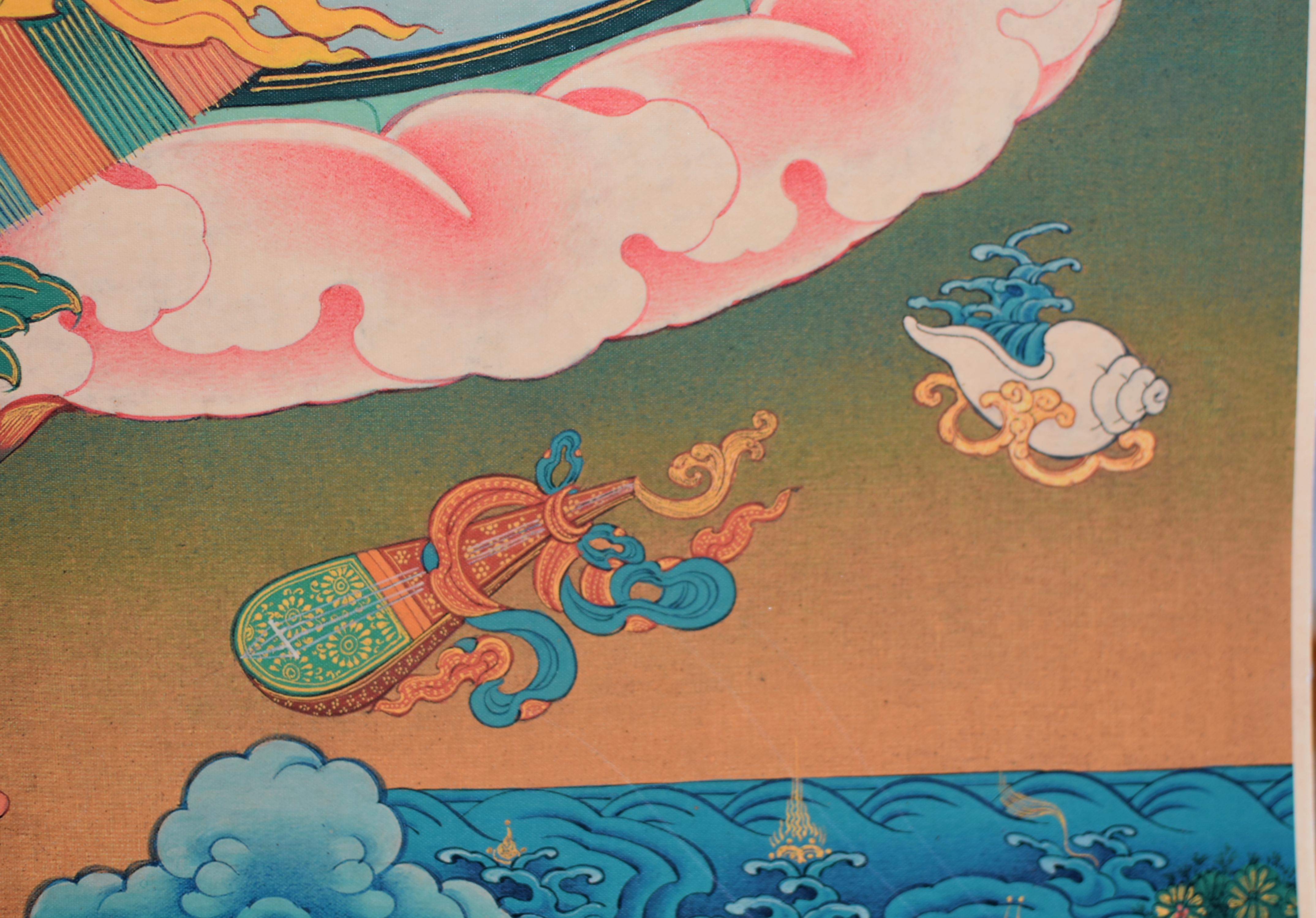 Thangka Arte Tibetano Tara Verde en venta 3