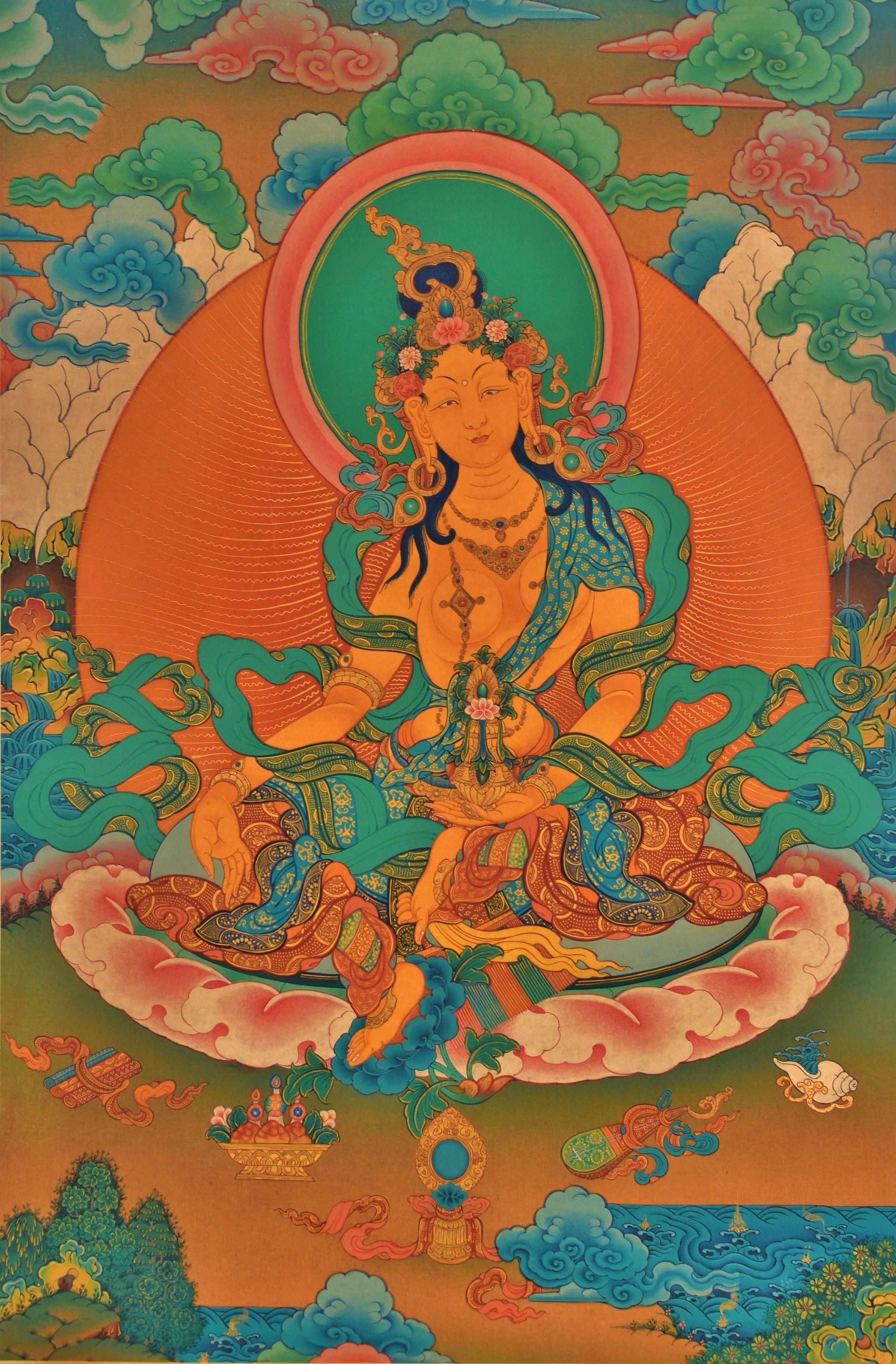 Thangka Grüne Tara Tibetische Kunst