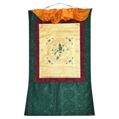 Thangka Green Tara w Mantra Hand Painted Tibetan Painting