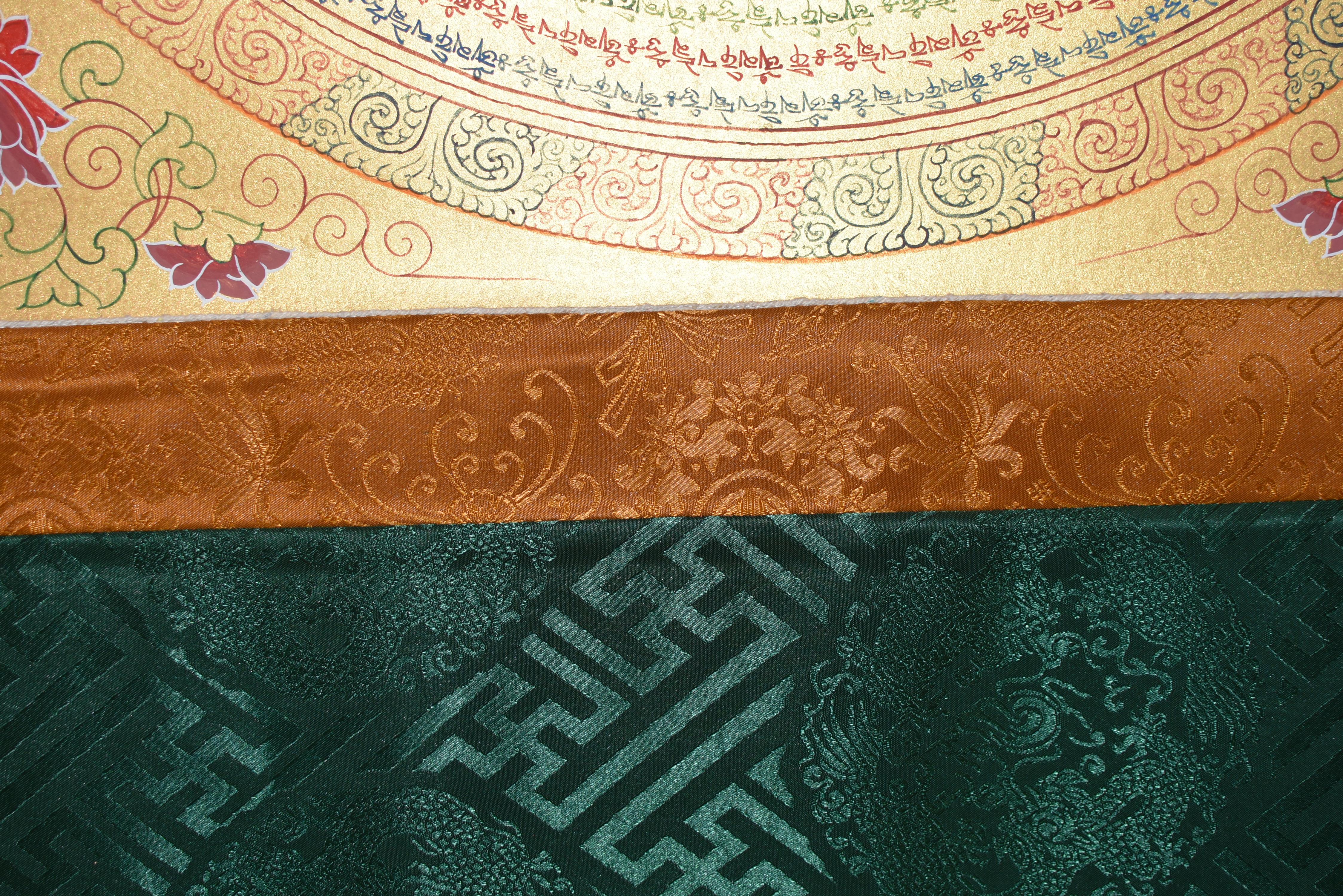 Tibetan Painting Thangka Mandala Eight Treasures Hand Painted Gilded For Sale 5