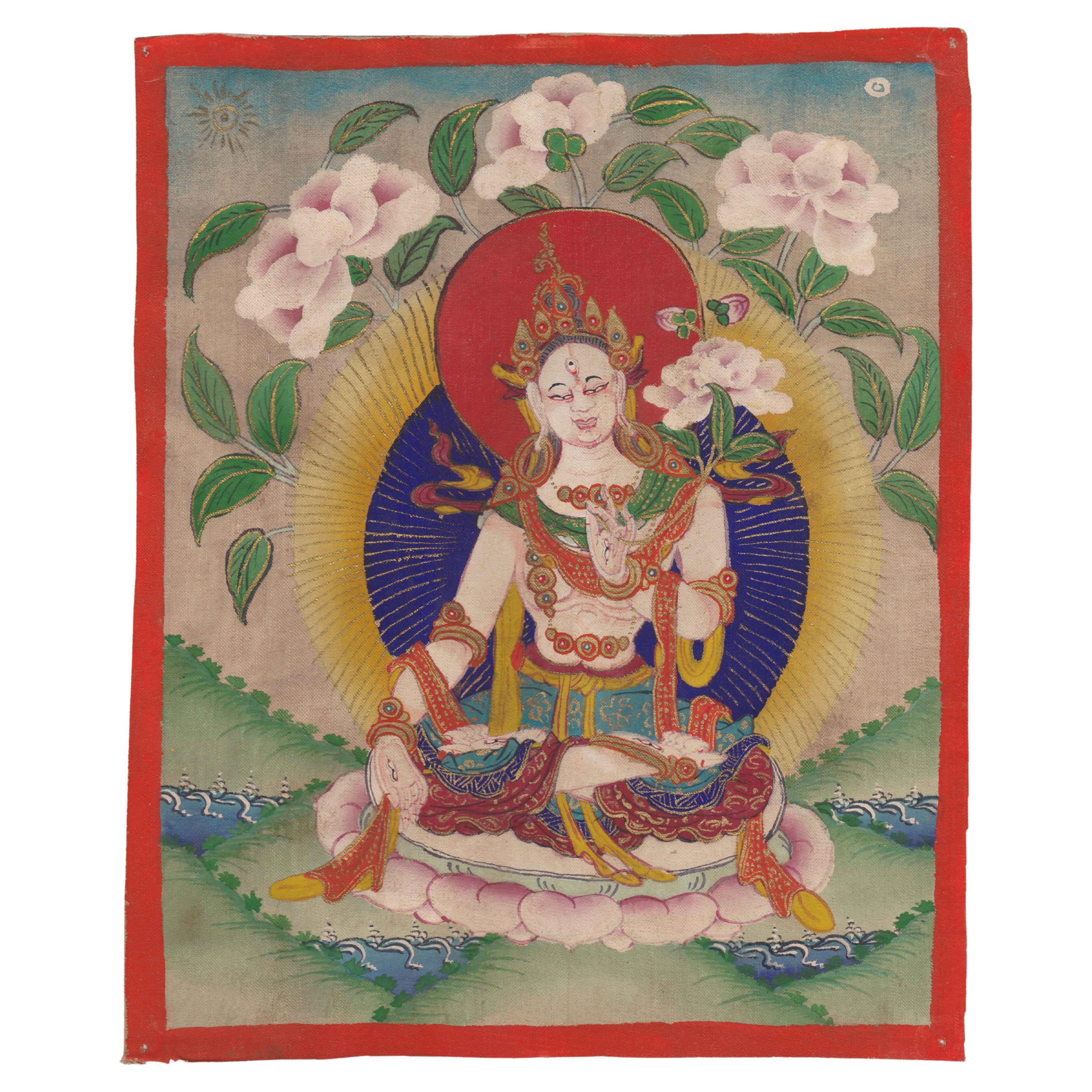 THANGKA OF WHITE TARA  First half of 20th Century For Sale