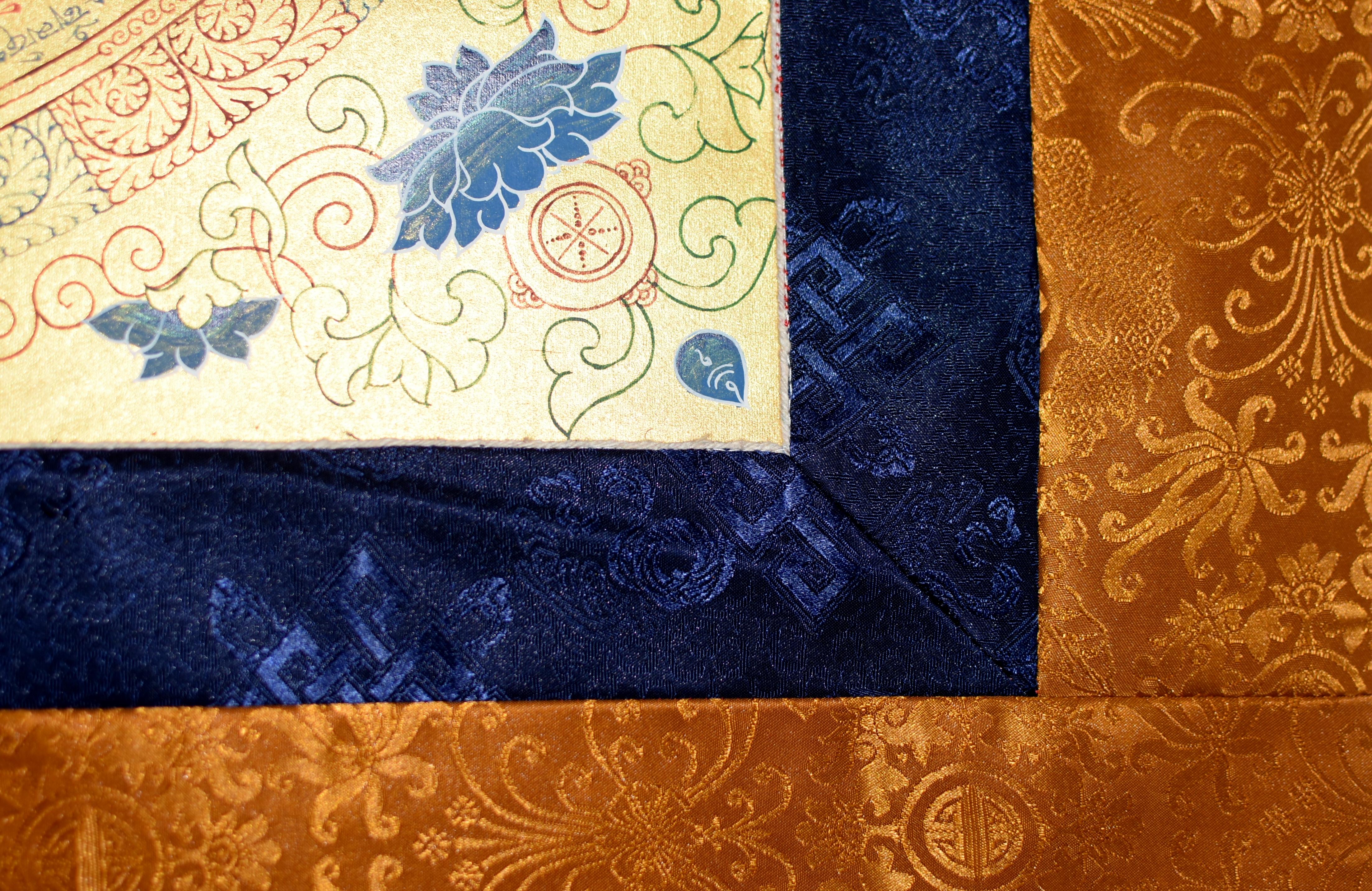 Tibetisches Gemälde Thangka Sanskrit Mandala Mantra, handbemalt und vergoldet im Angebot 4