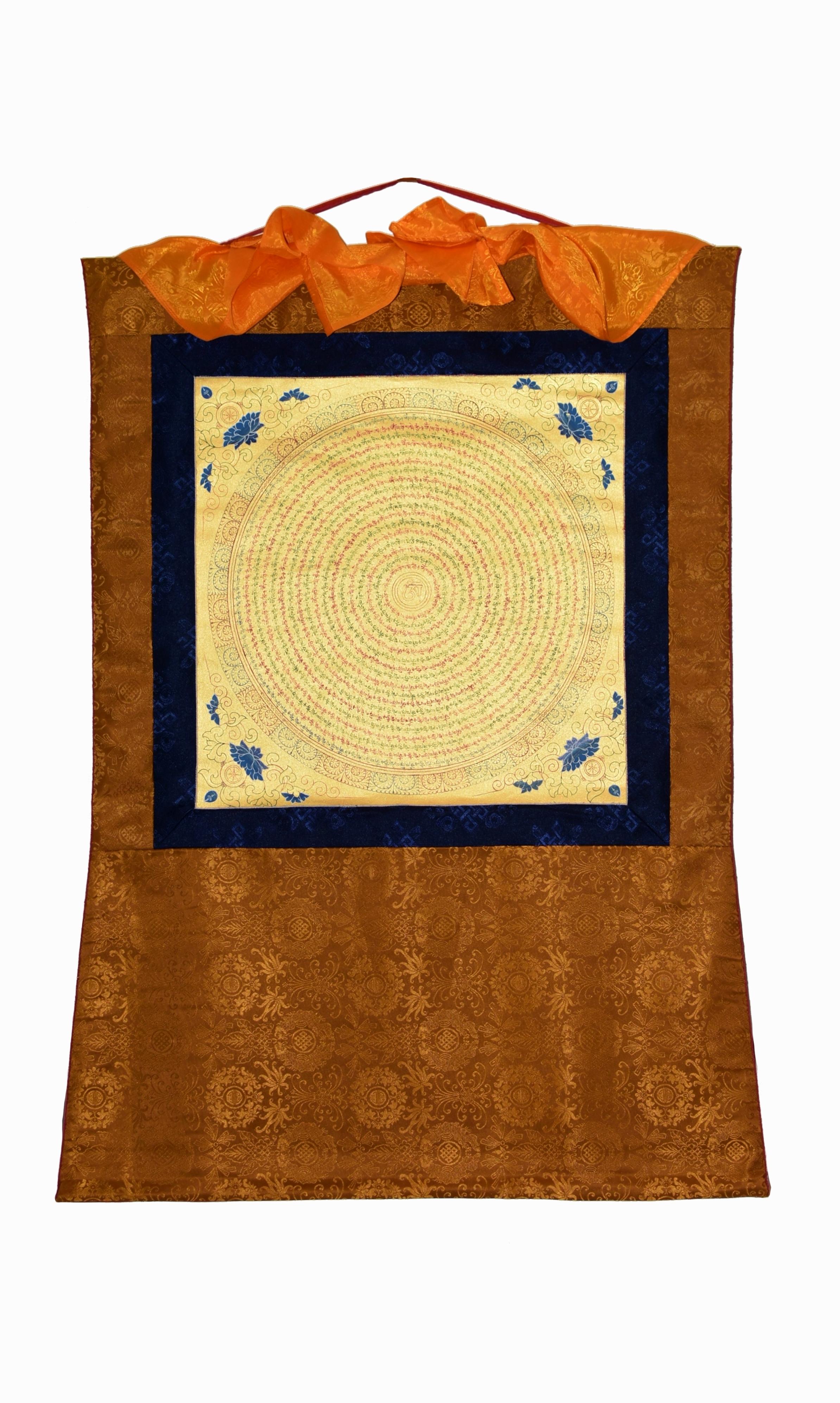 Tibetisches Gemälde Thangka Sanskrit Mandala Mantra, handbemalt und vergoldet im Angebot 8