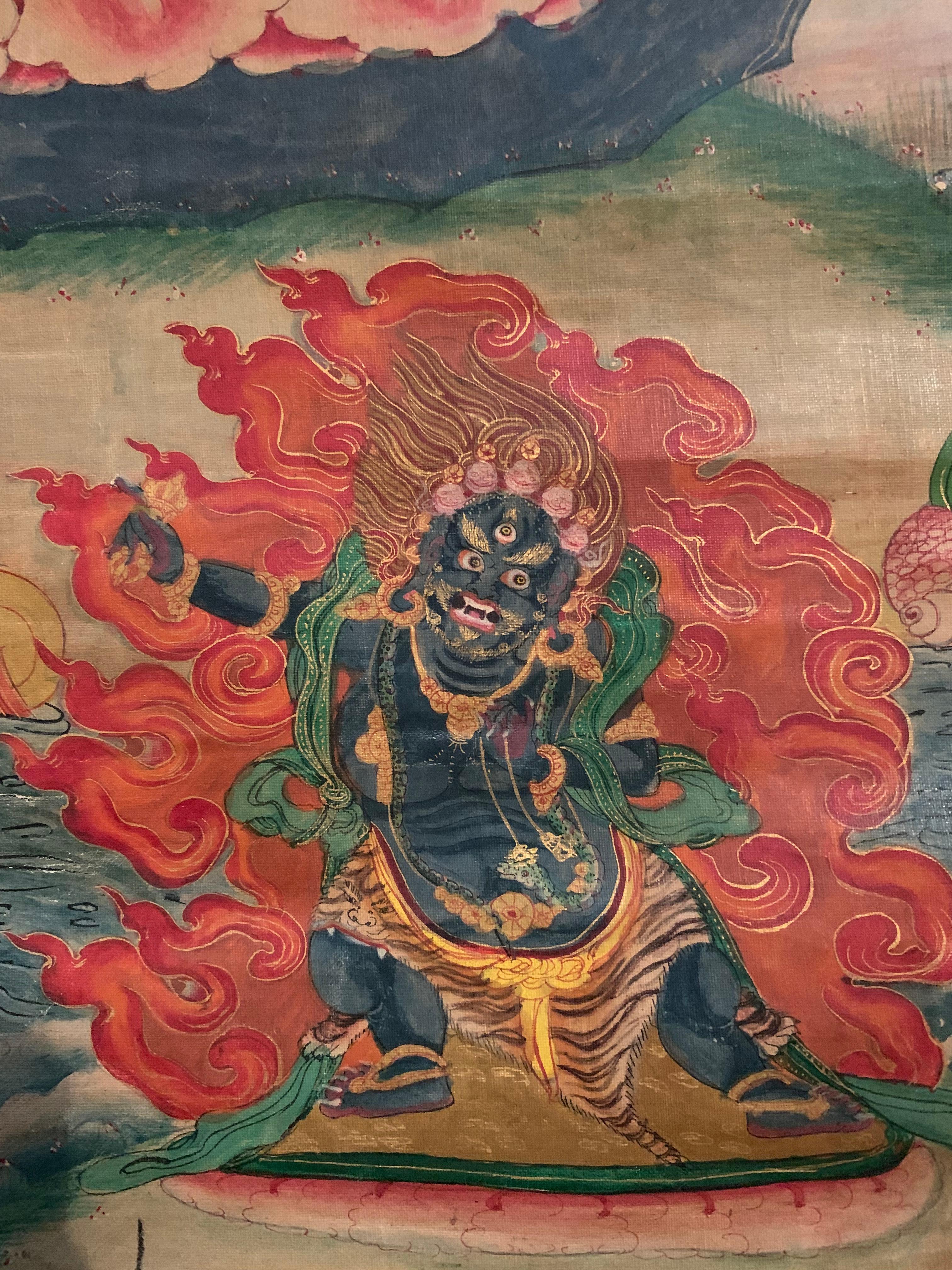 Thangka Sino-Tibetan « the Main Bodhisattva » Silk Framing 18th 1