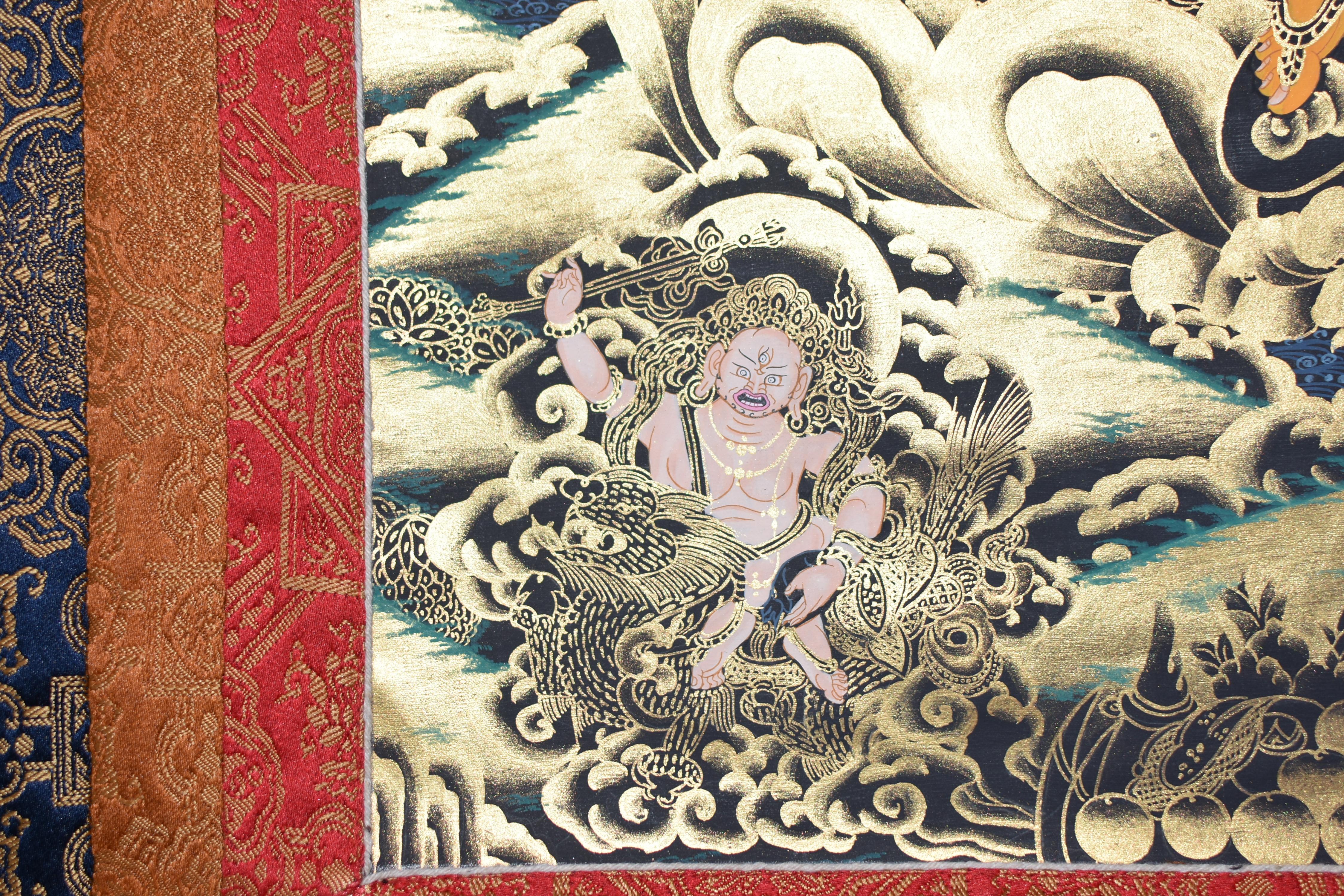 Tibetisches Gemälde Thangka Wealth God Jambhala, handbemalt  im Angebot 10
