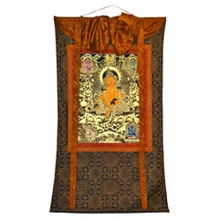 Vintage Tibetan Painting Thangka Wealth God Jambhala Hand Painted 