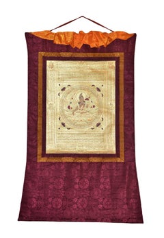 Tibetan Painting Thangka White Tara Mantra Eight Treasures Hand Painted