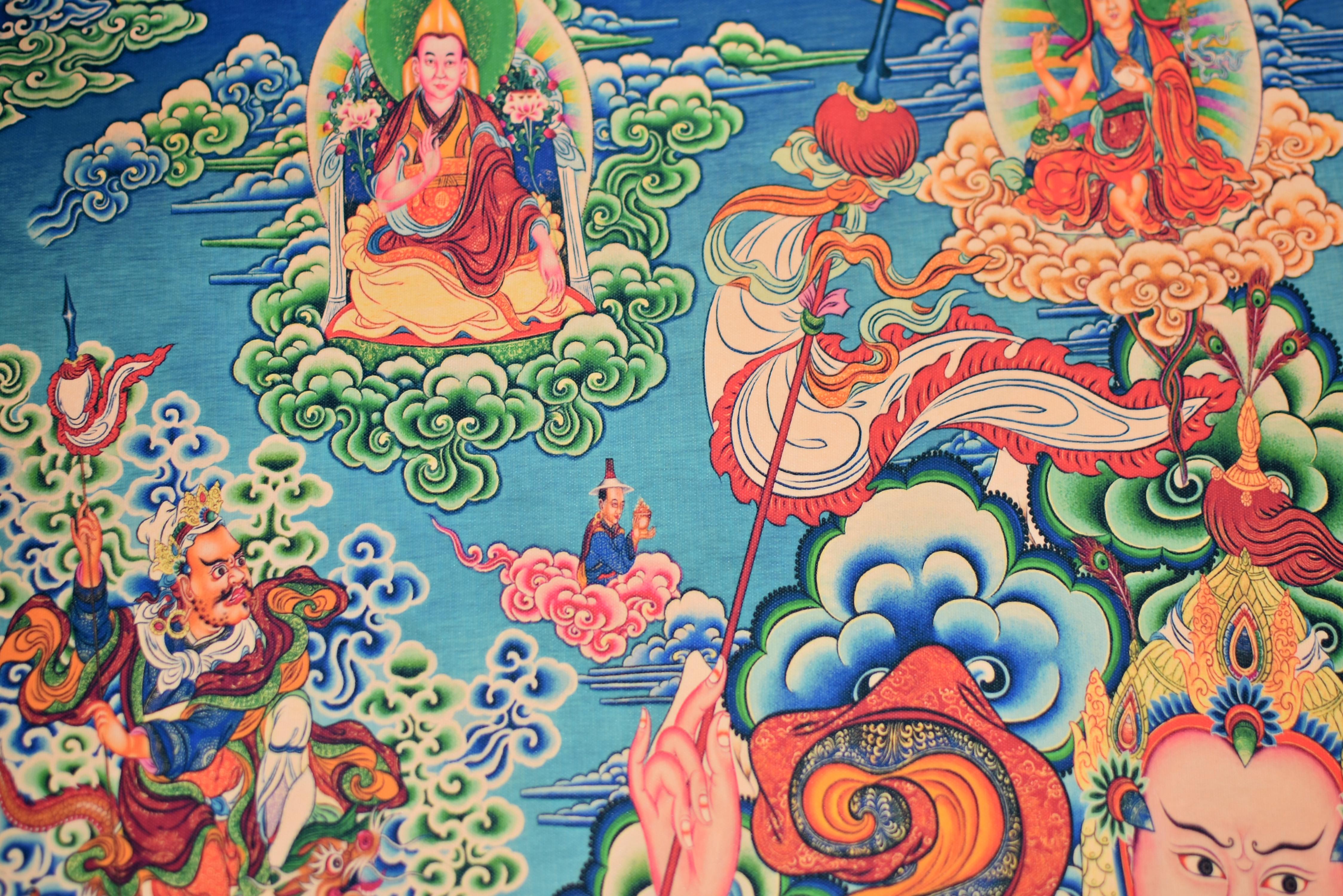 Thangka Weltlicher Beschützer Tibetische Kunst im Angebot 5