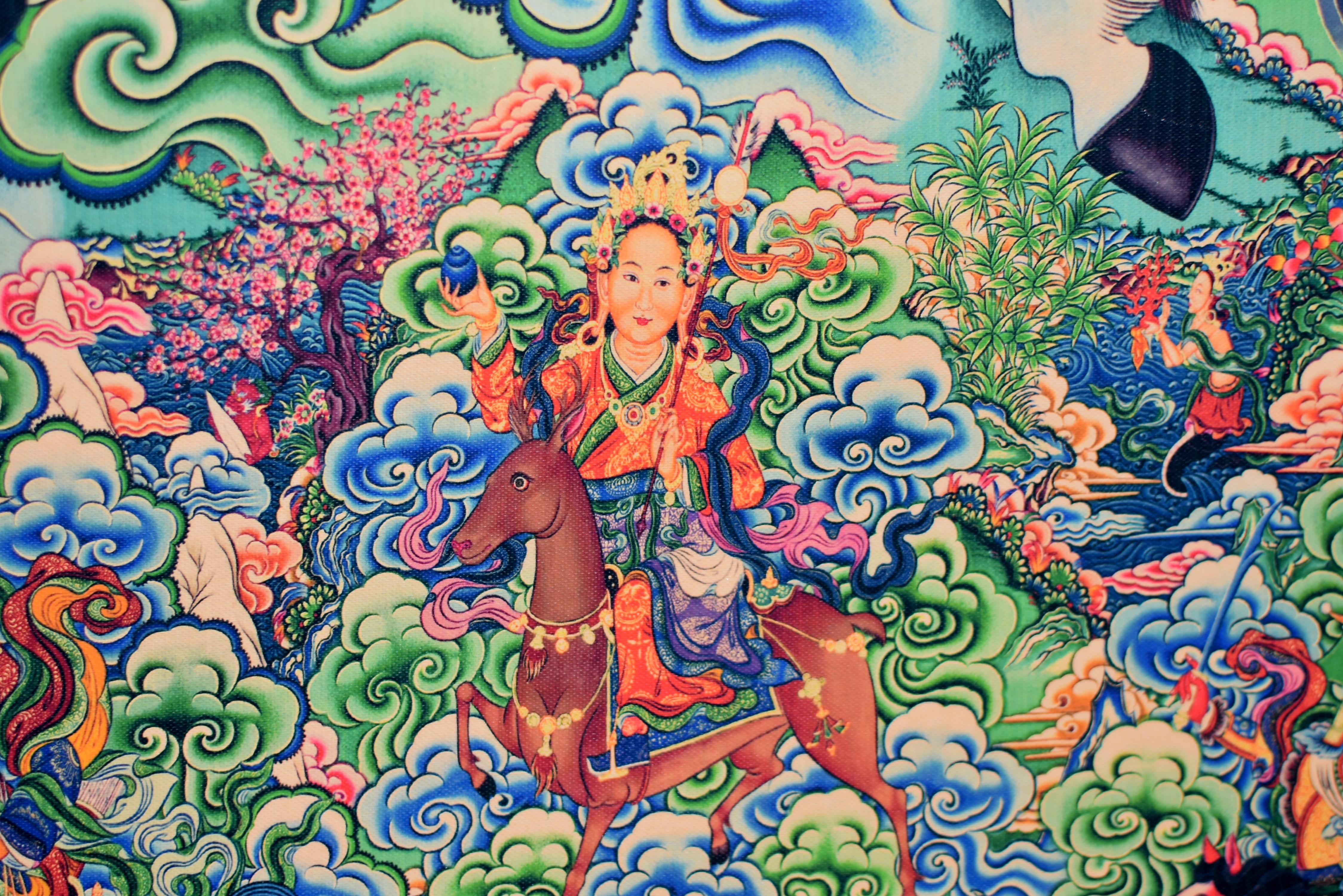 Thangka Weltlicher Beschützer Tibetische Kunst im Angebot 6