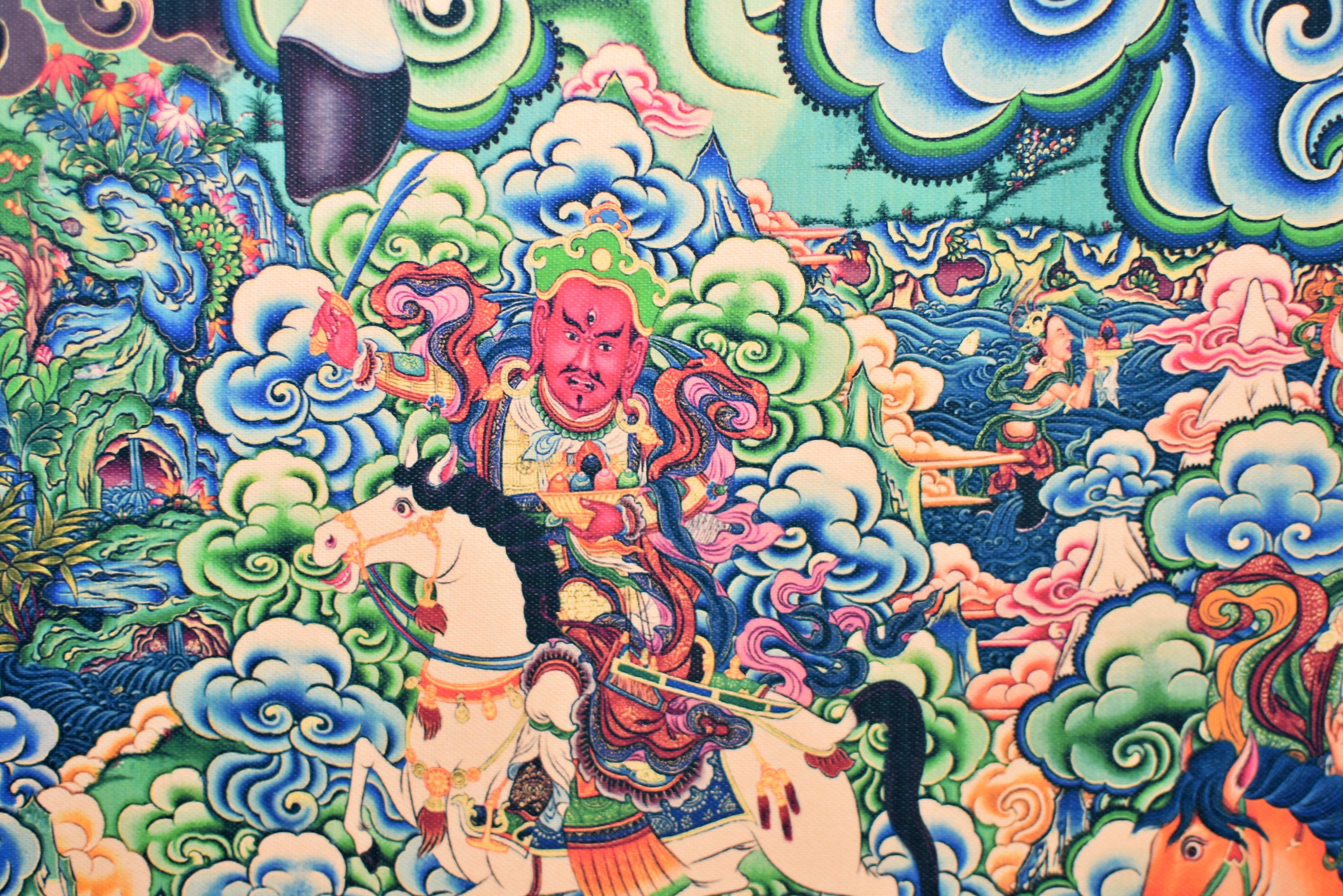 Thangka Weltlicher Beschützer Tibetische Kunst im Angebot 8