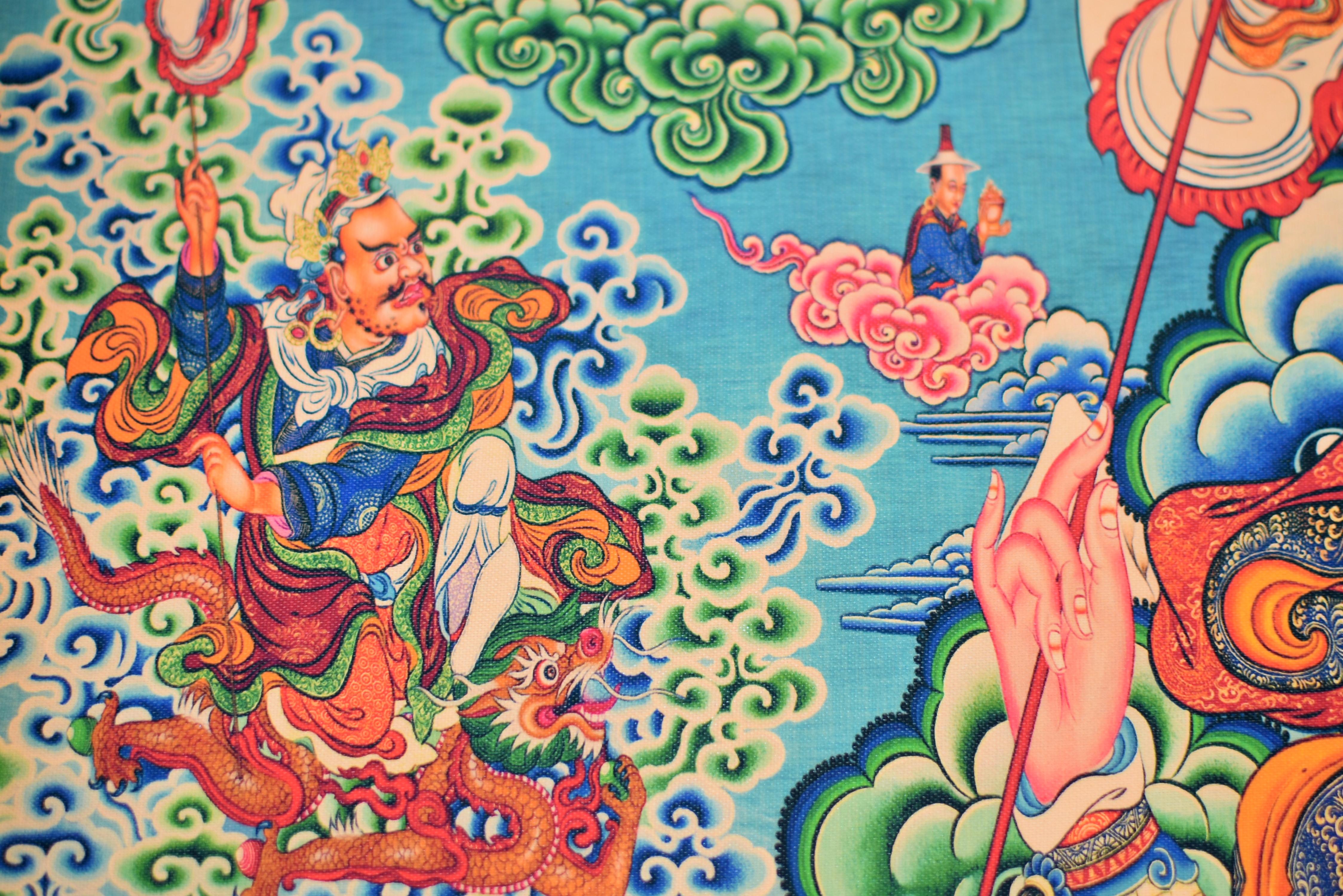 Thangka Weltlicher Beschützer Tibetische Kunst im Angebot 9