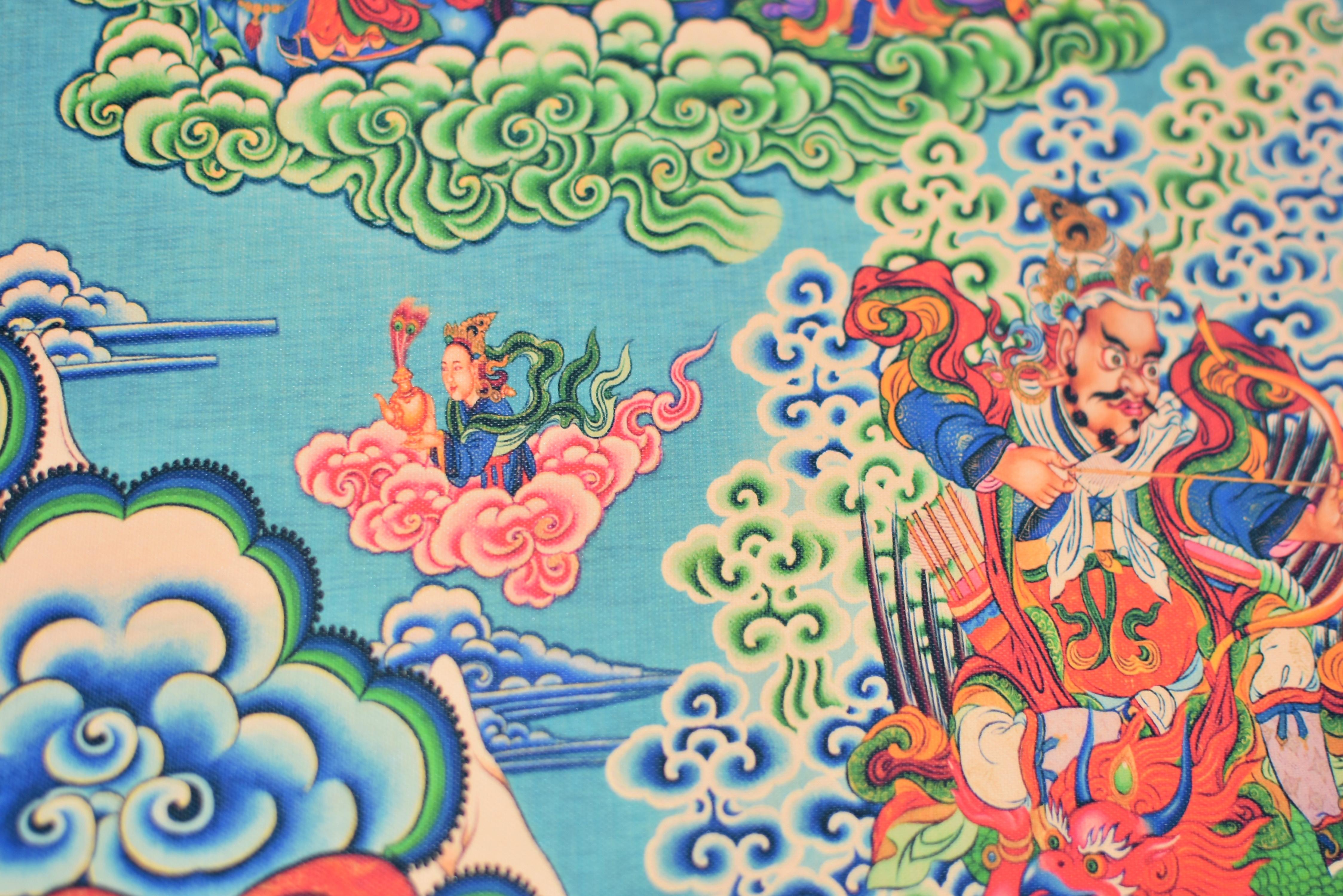 Thangka Weltlicher Beschützer Tibetische Kunst im Angebot 10