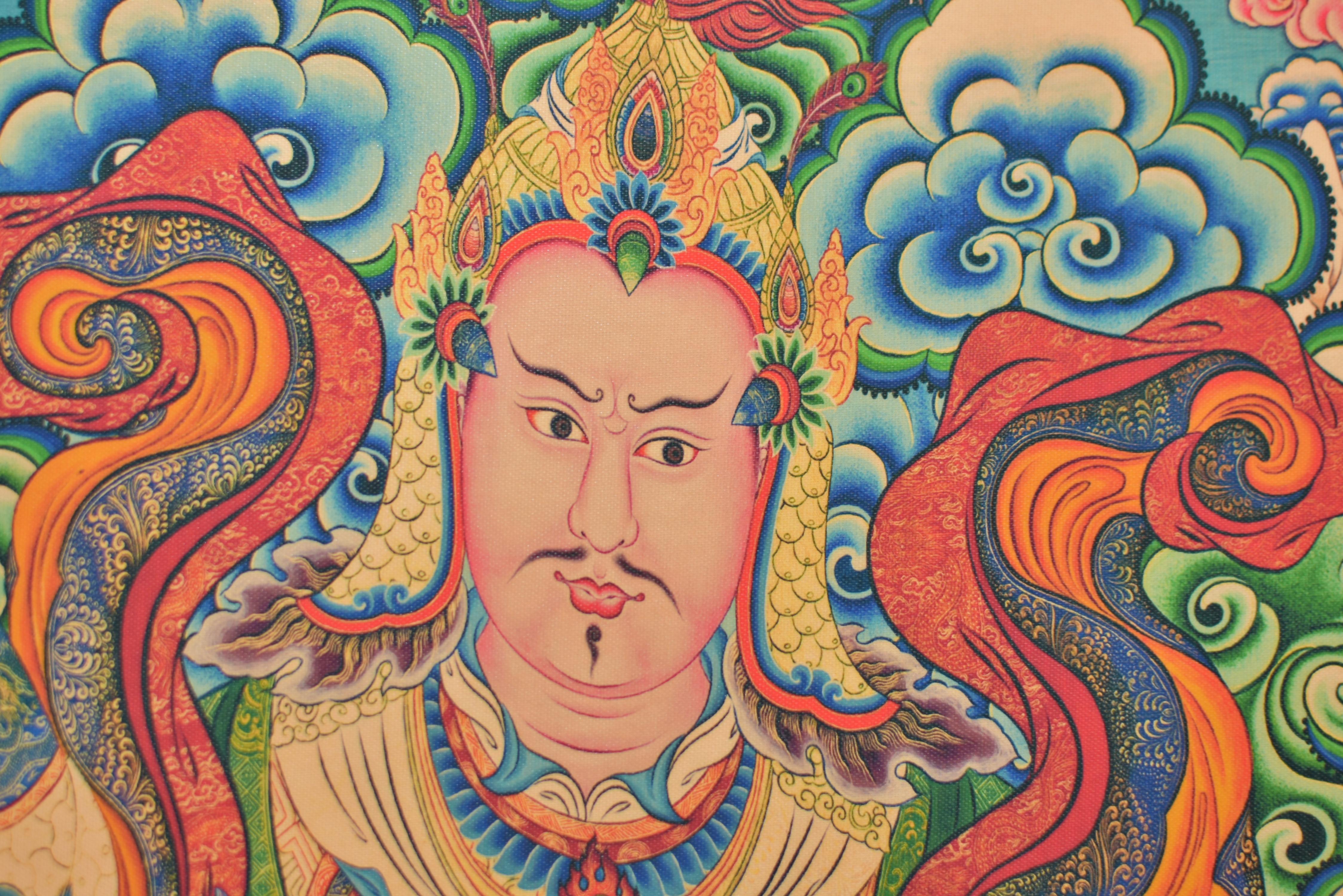 Thangka Weltlicher Beschützer Tibetische Kunst im Angebot 11
