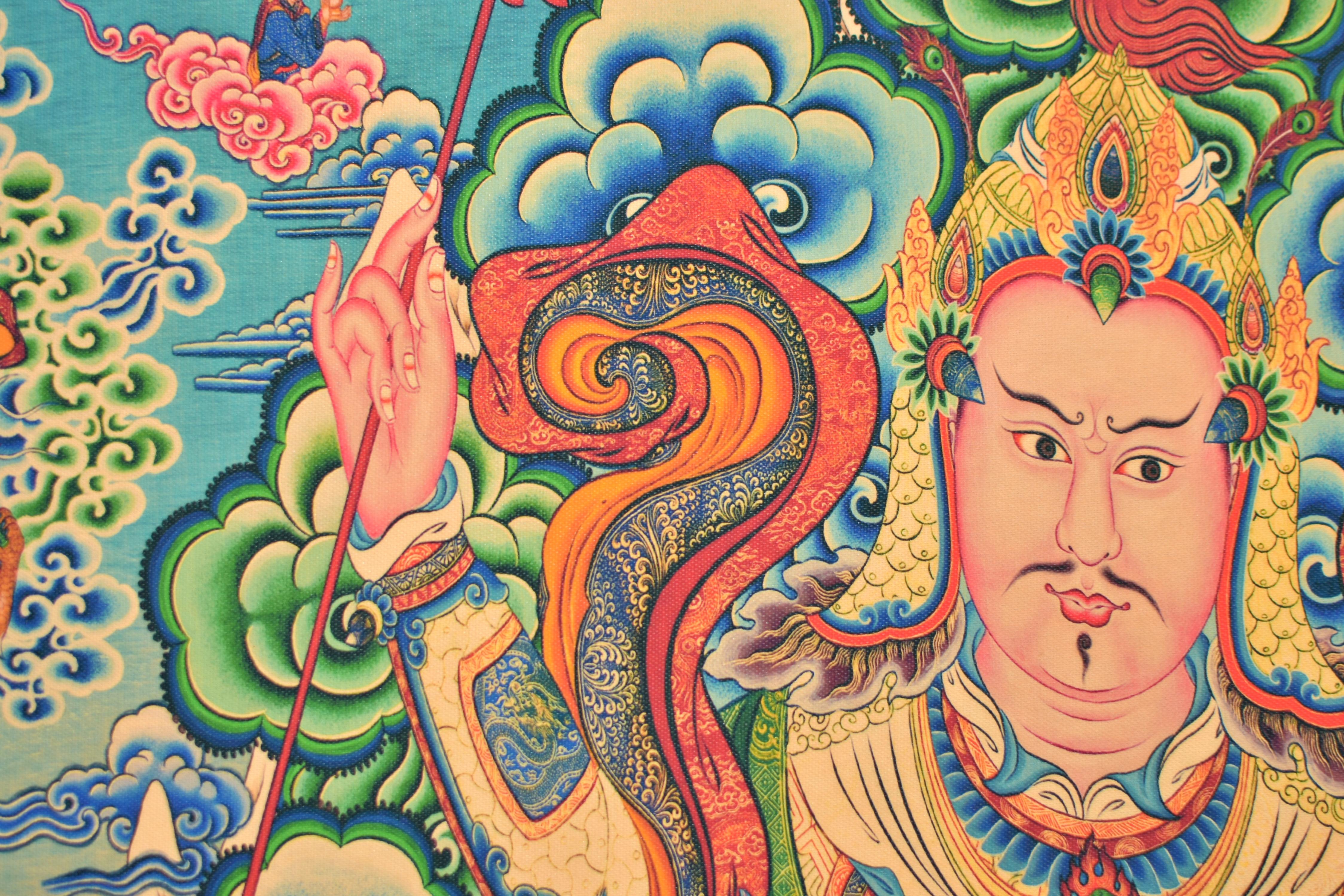 Thangka Weltlicher Beschützer Tibetische Kunst im Angebot 13