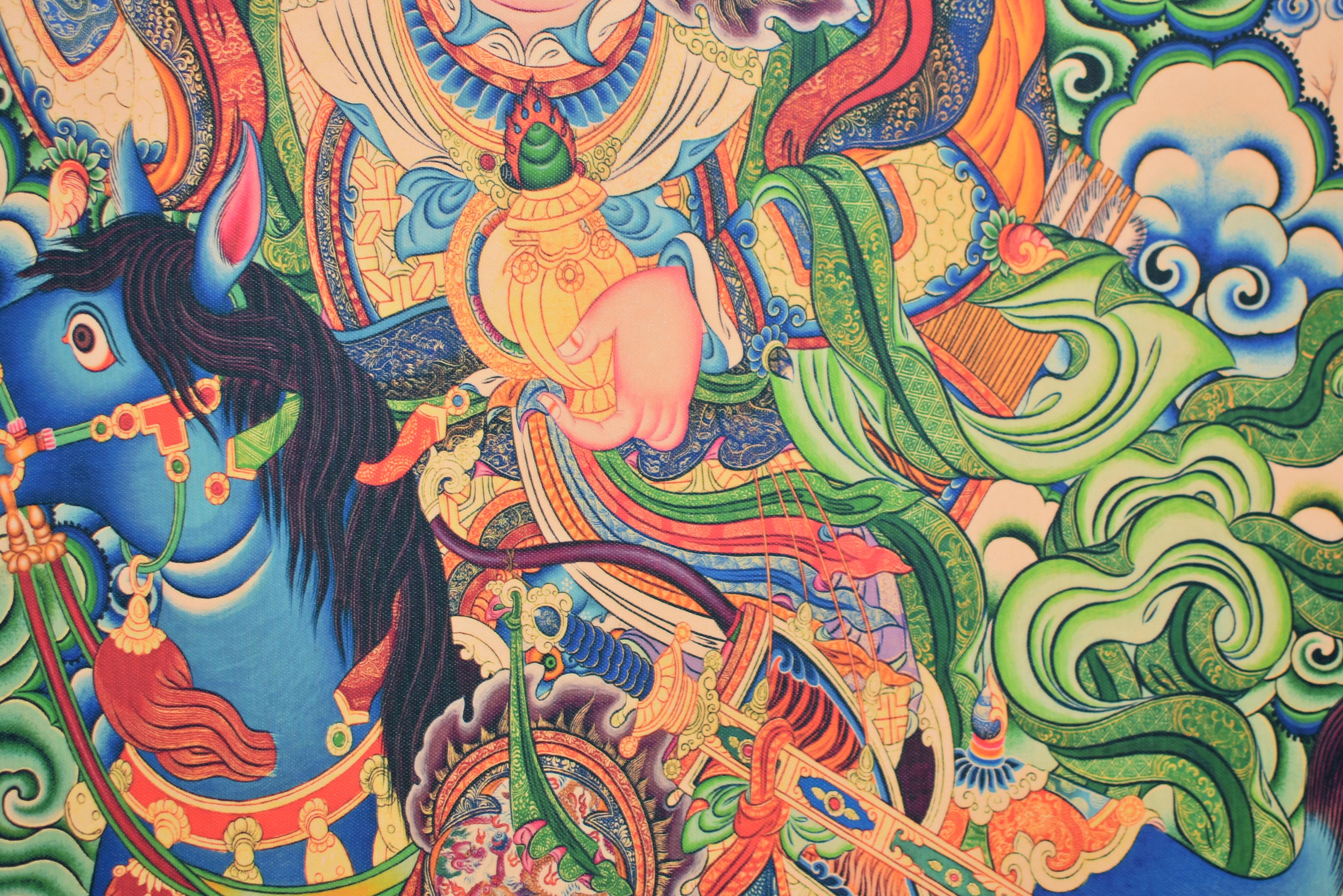 Thangka Weltlicher Beschützer Tibetische Kunst (21. Jahrhundert und zeitgenössisch) im Angebot
