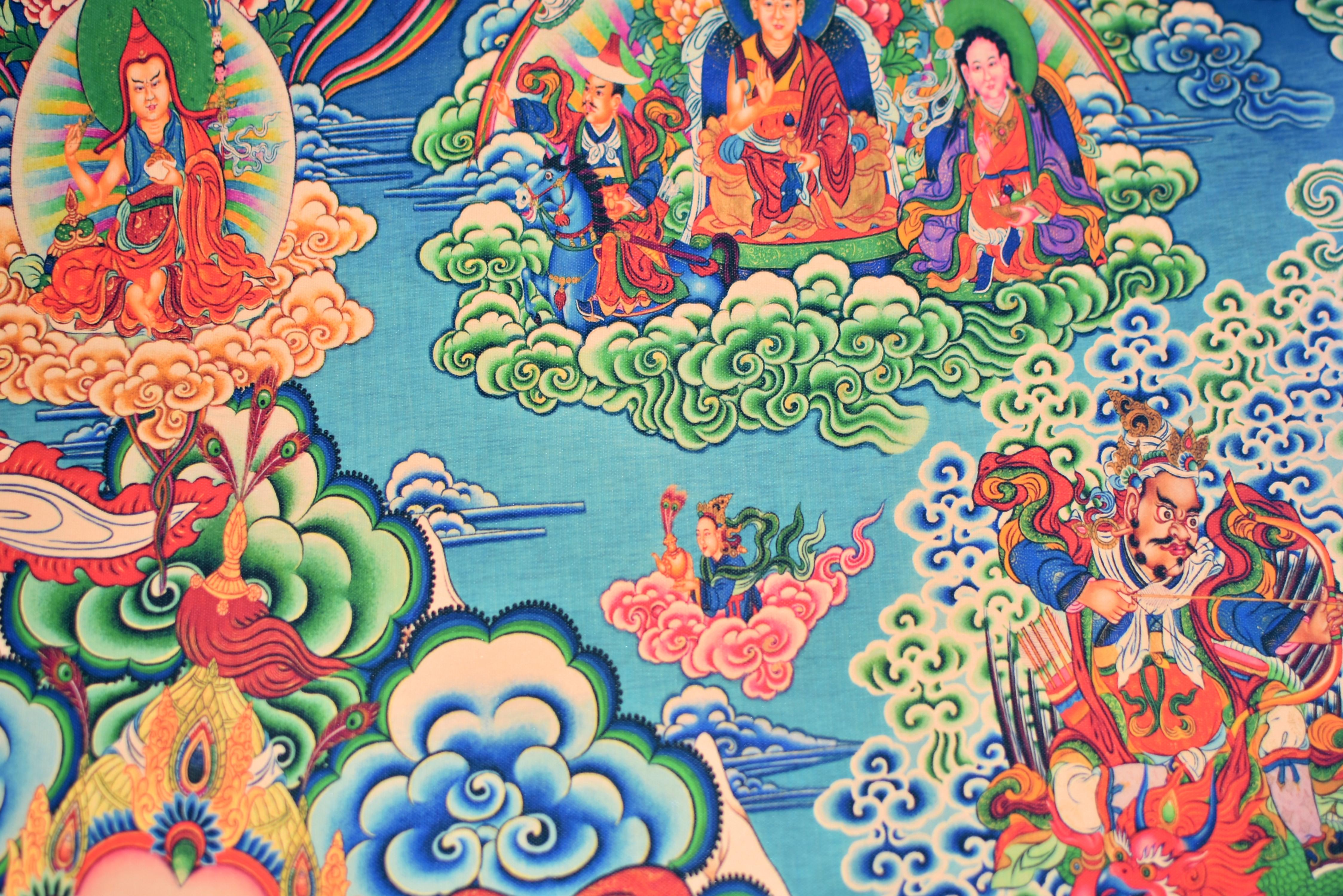 Thangka Weltlicher Beschützer Tibetische Kunst im Angebot 4