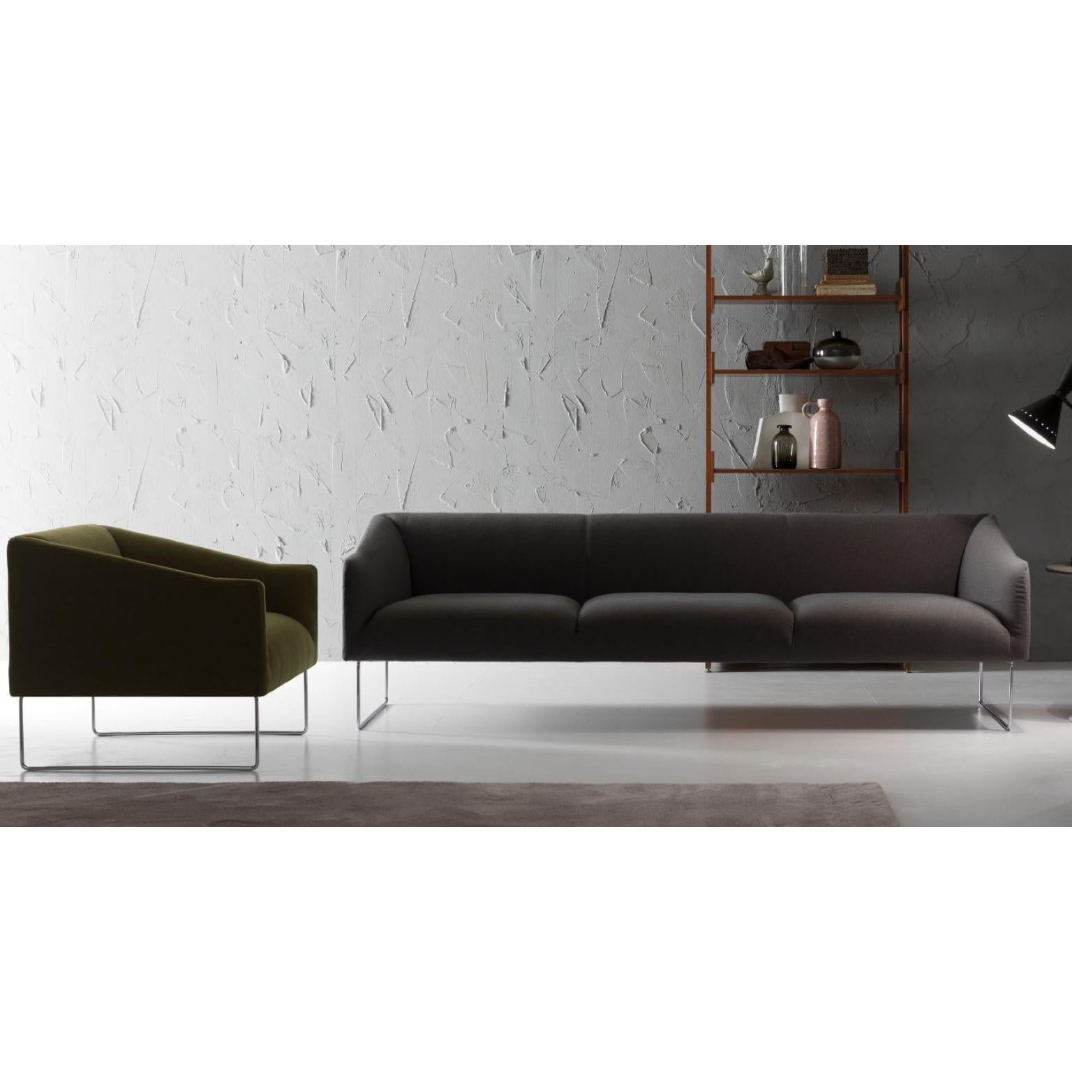 XXIe siècle et contemporain Canapé deux places Thank en métal chromé et tapisserie d'ameublement Quinti Sedute en vente