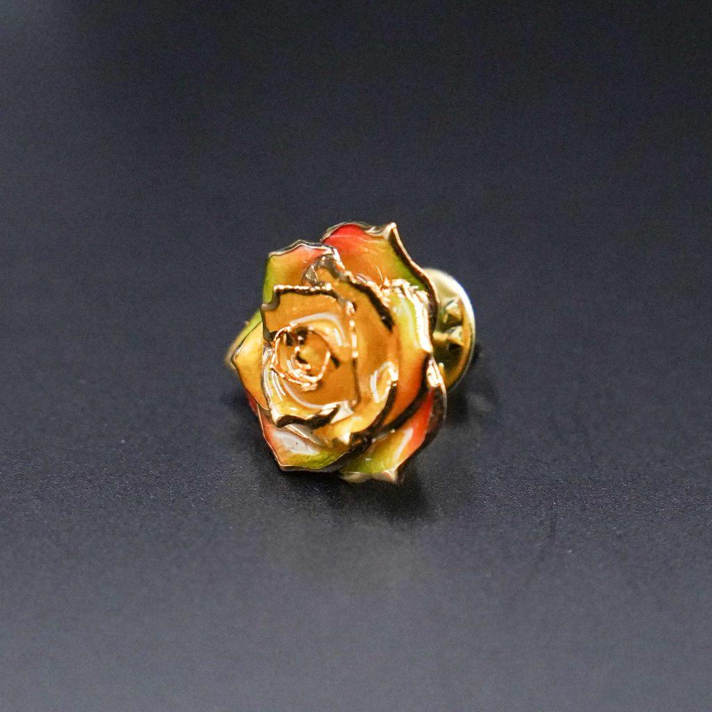 Modern Thanksgiving Bouquet, Glossy Lacquer Real Rose Eternal Lapel Pin For Sale