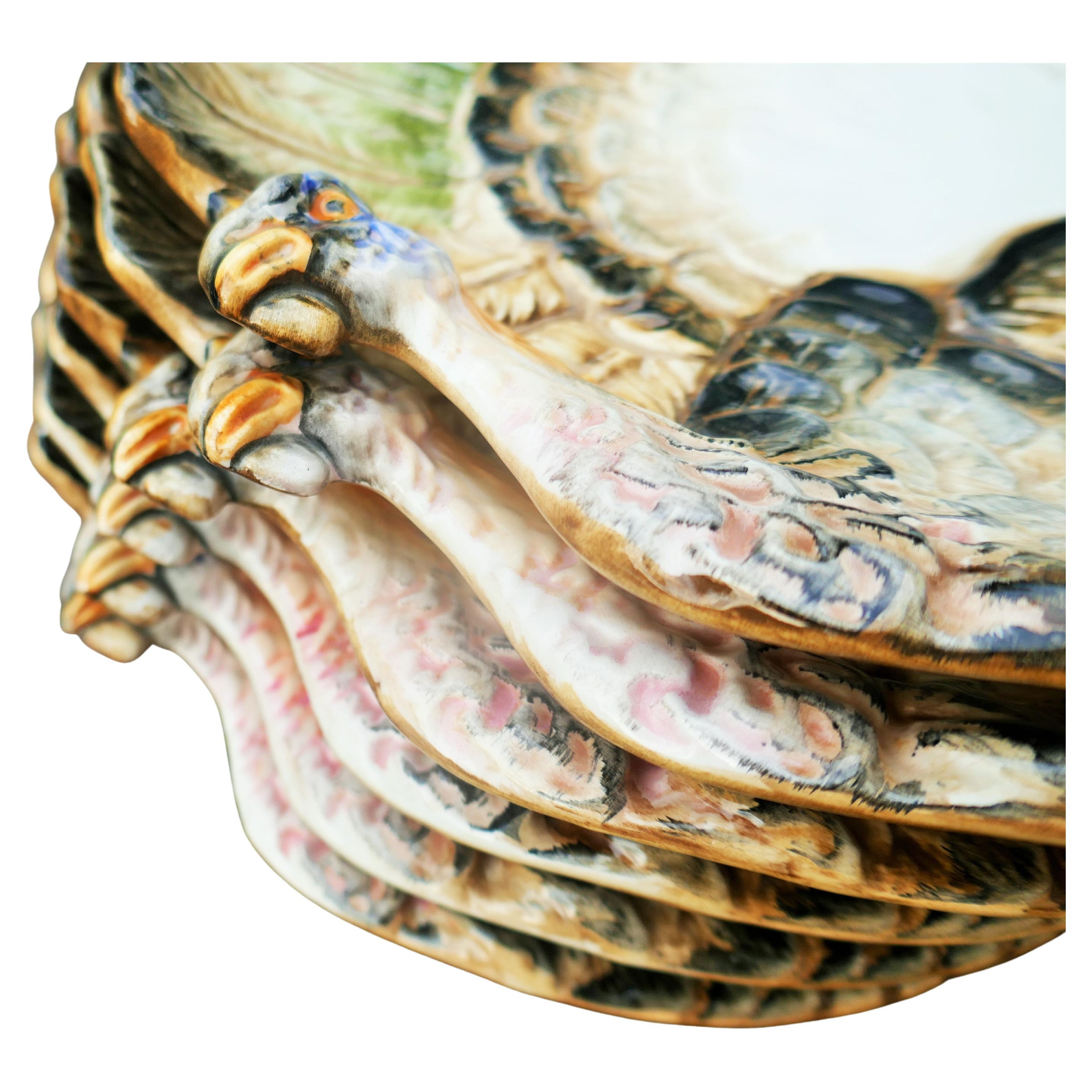 Thanksgiving - Set of seven ceramic plates - R B Blanche .- Turkey en vente 3