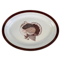 Vintage Thanksgiving Turkey Design Serving Platter, by Arabia, Finland 1960