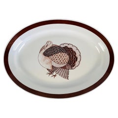 Retro Thanksgiving Turkey Design Serving Platter, by Arabia, Finland 1960