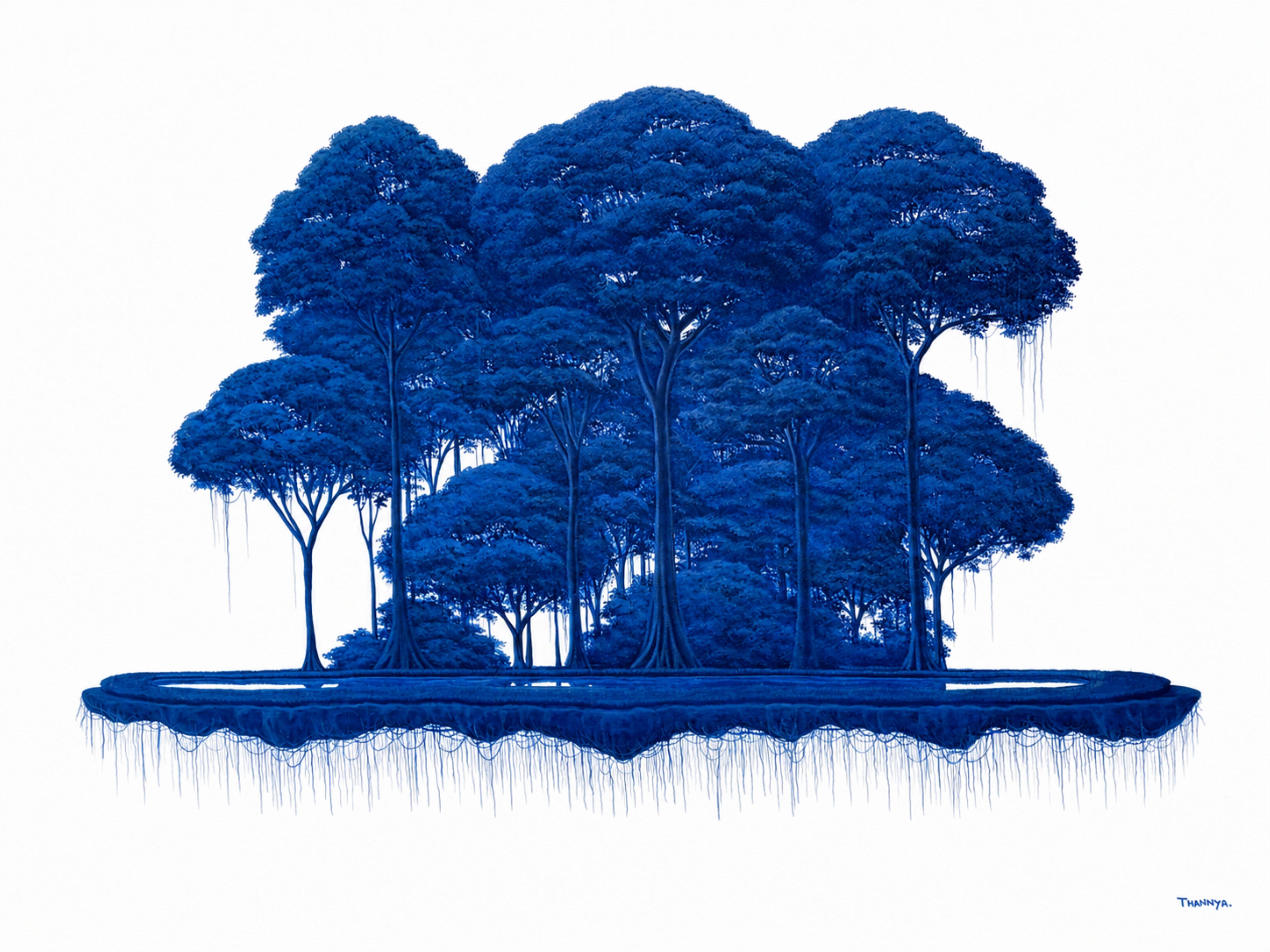 Thannyo De Freitas Landscape Painting - Blue Floating Island VI