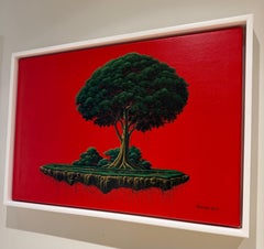 Île flottante sur fond rouge IV