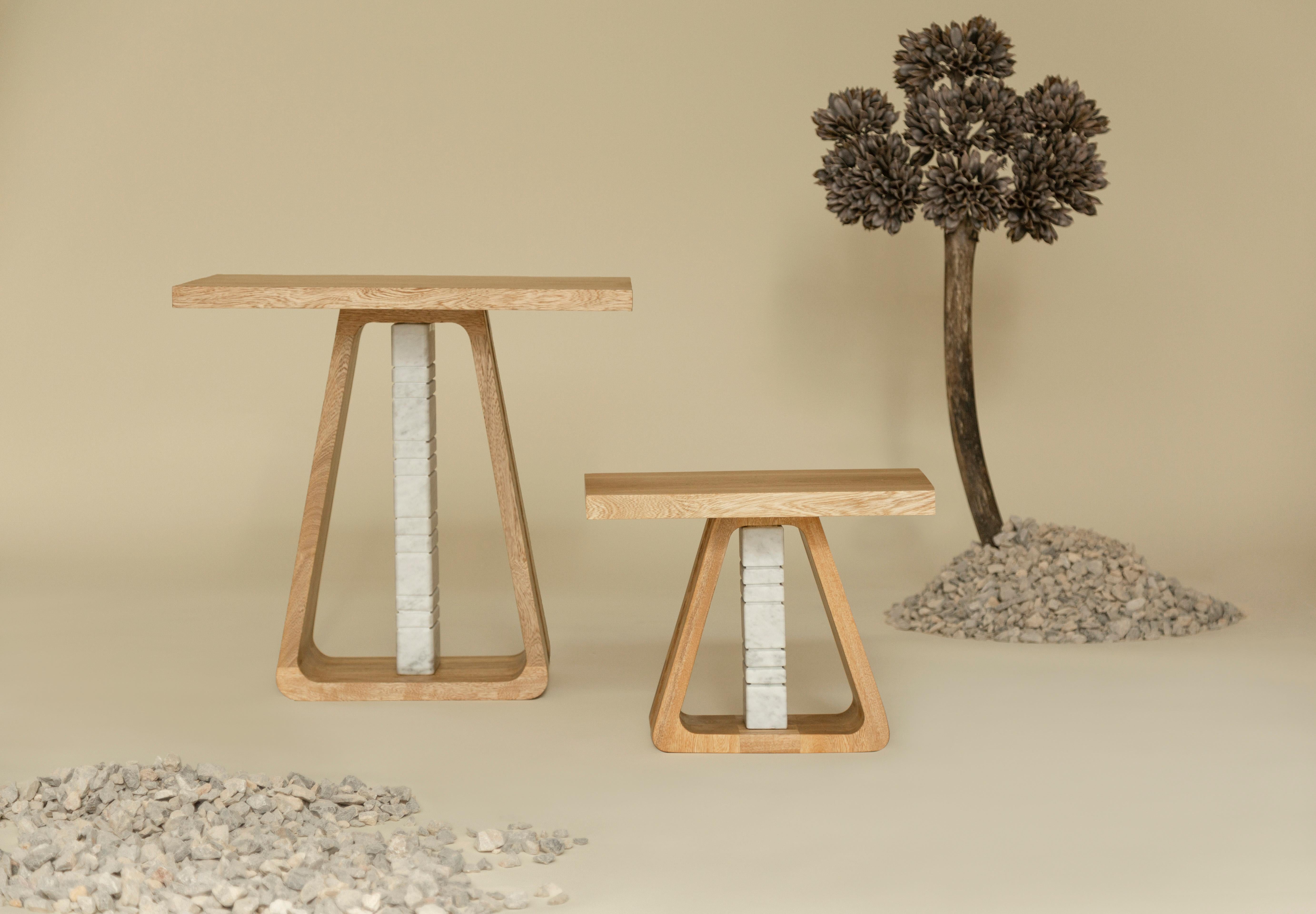 Contemporary Thar (tall) in rosa morada wood and marble center by Tana Karei For Sale