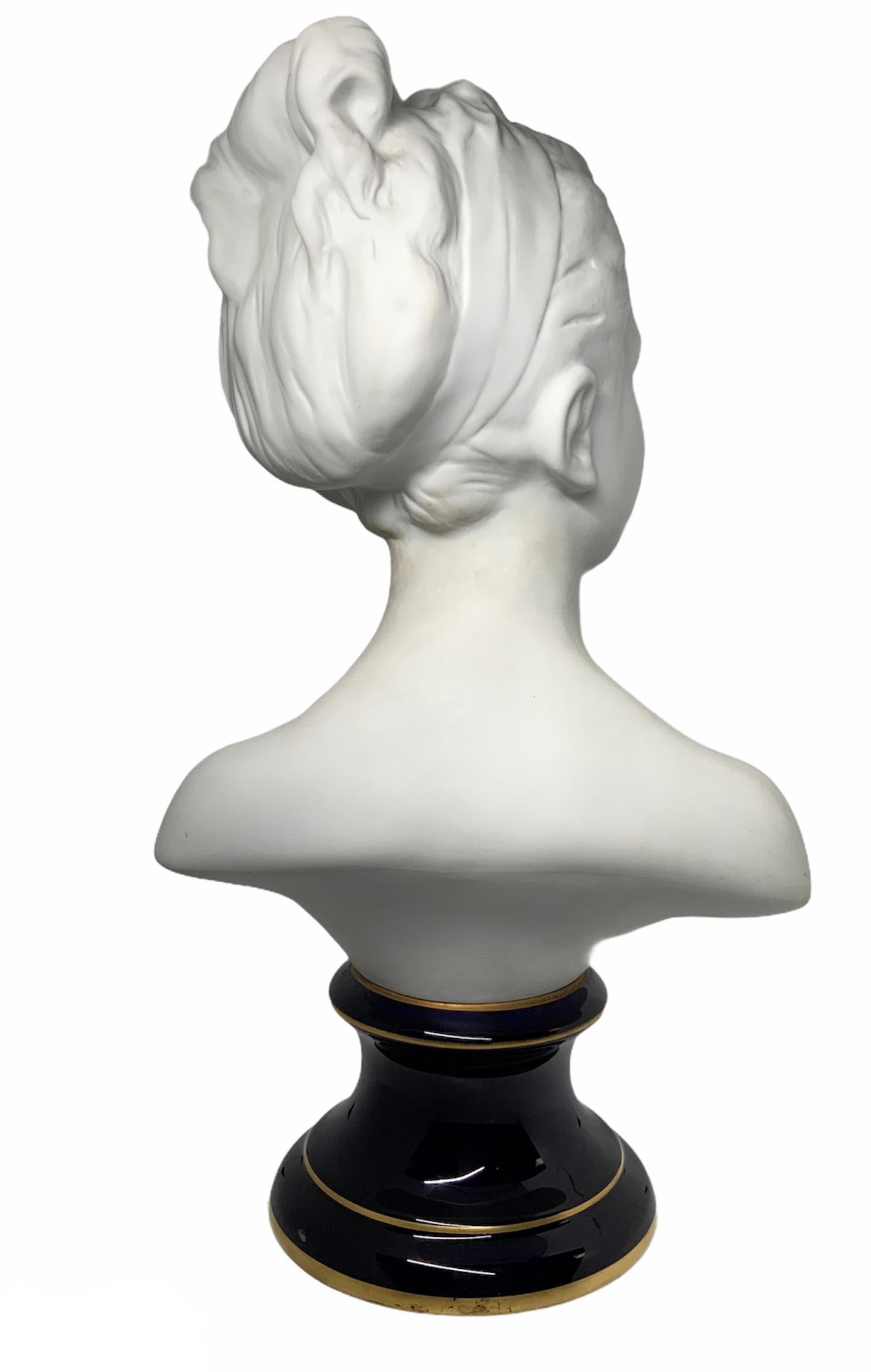Molded Tharaud Limoges France Bisque Porcelain Large Bust of a Girl