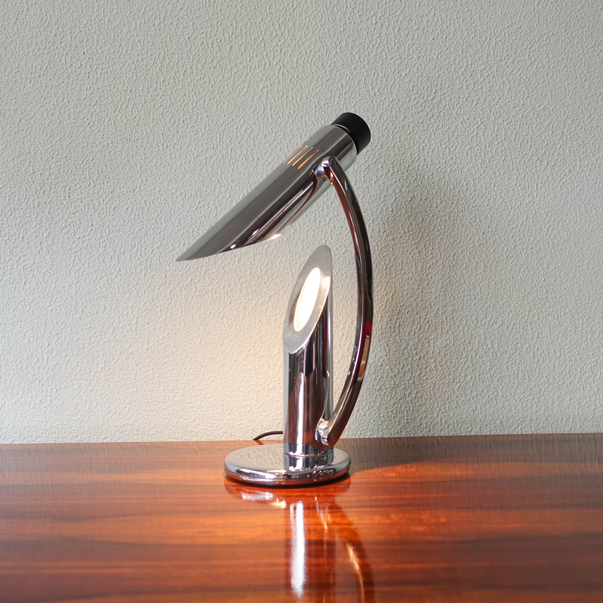Mid-Century Modern Tharsis Foldable Chrome Table Lamp from Fase by Luis Perez de la Oliva, 1973