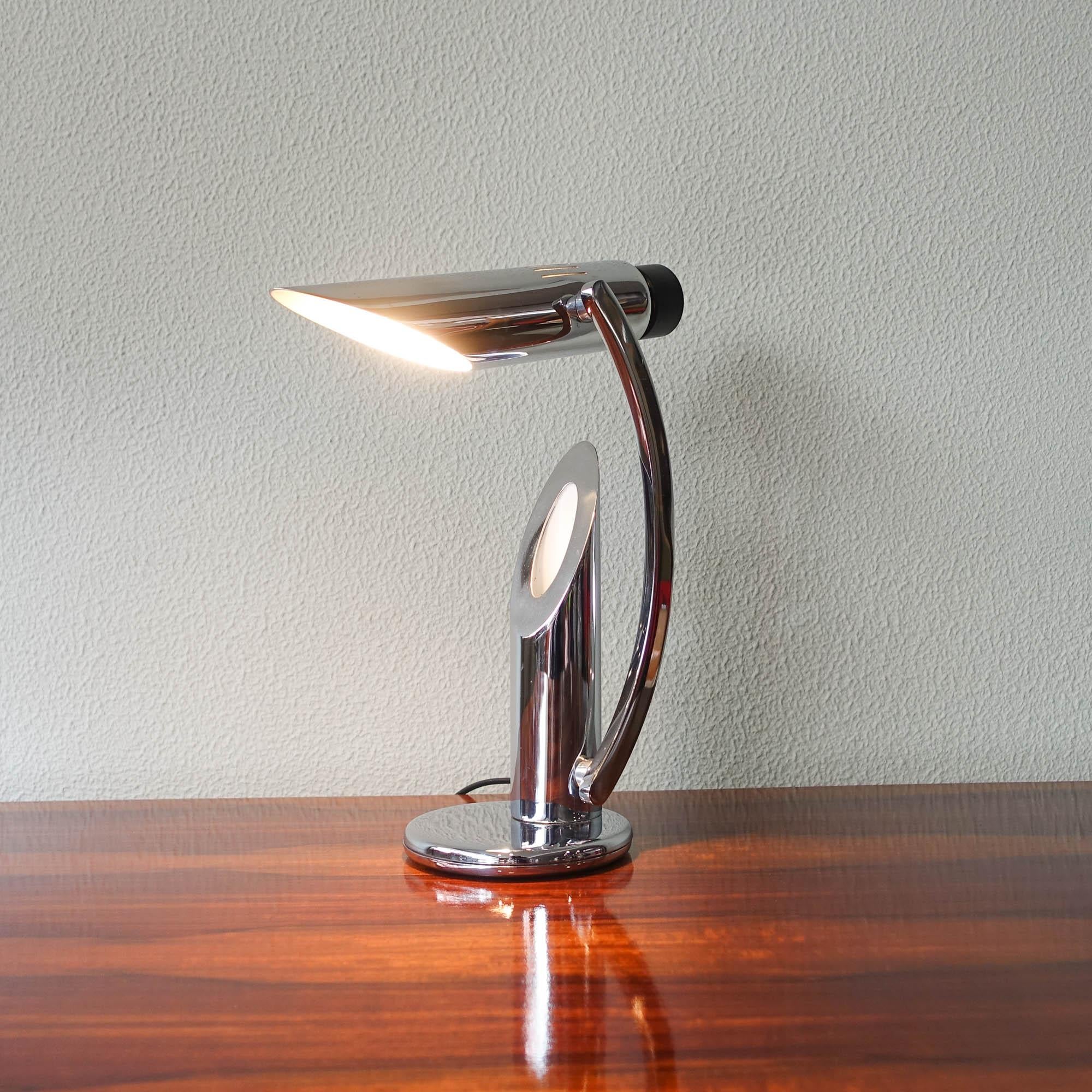 Spanish Tharsis Foldable Chrome Table Lamp from Fase by Luis Perez de la Oliva, 1973