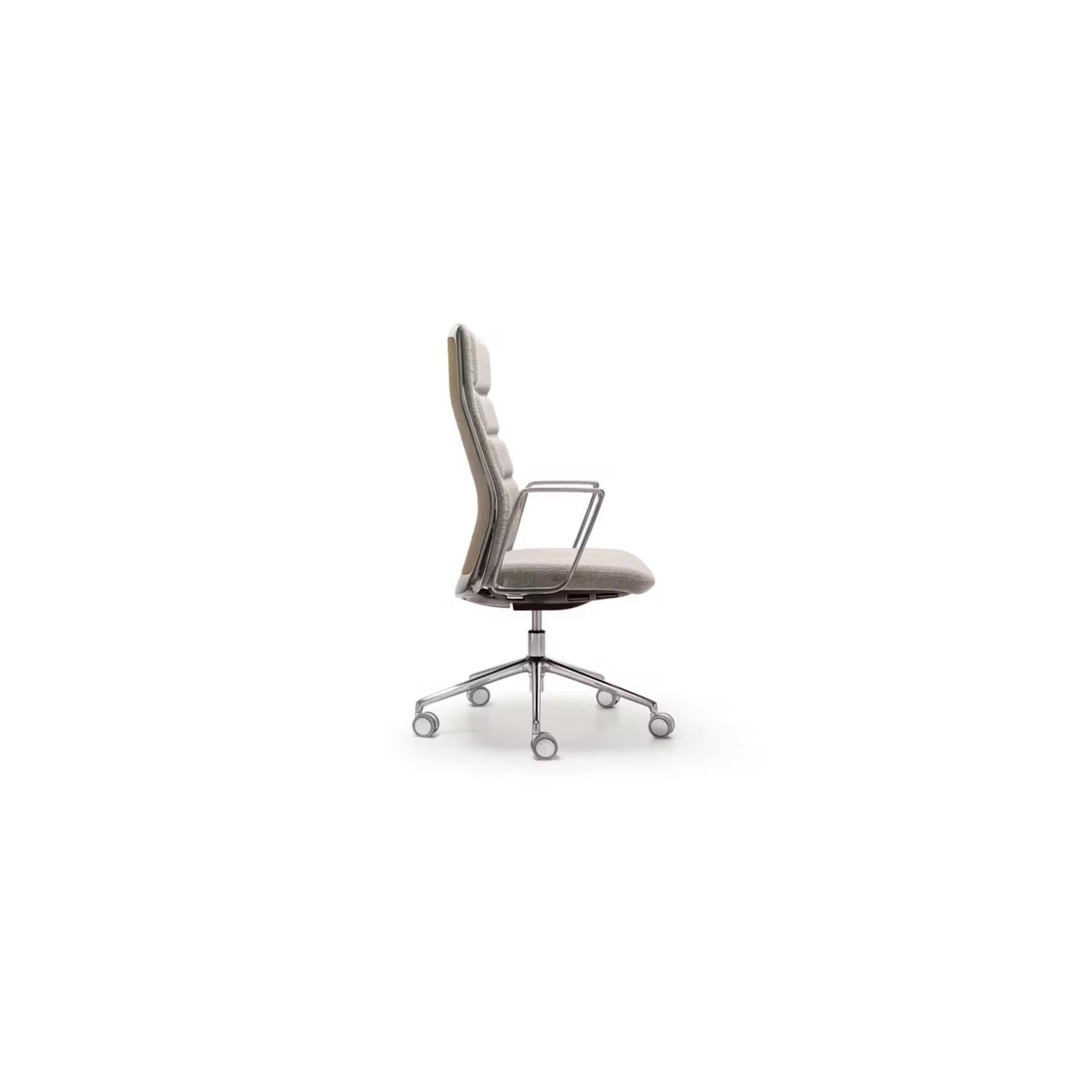 Contemporary That's It Executive Armchair, Upholstered Backrest & Aluminum by Quinti Sedute For Sale